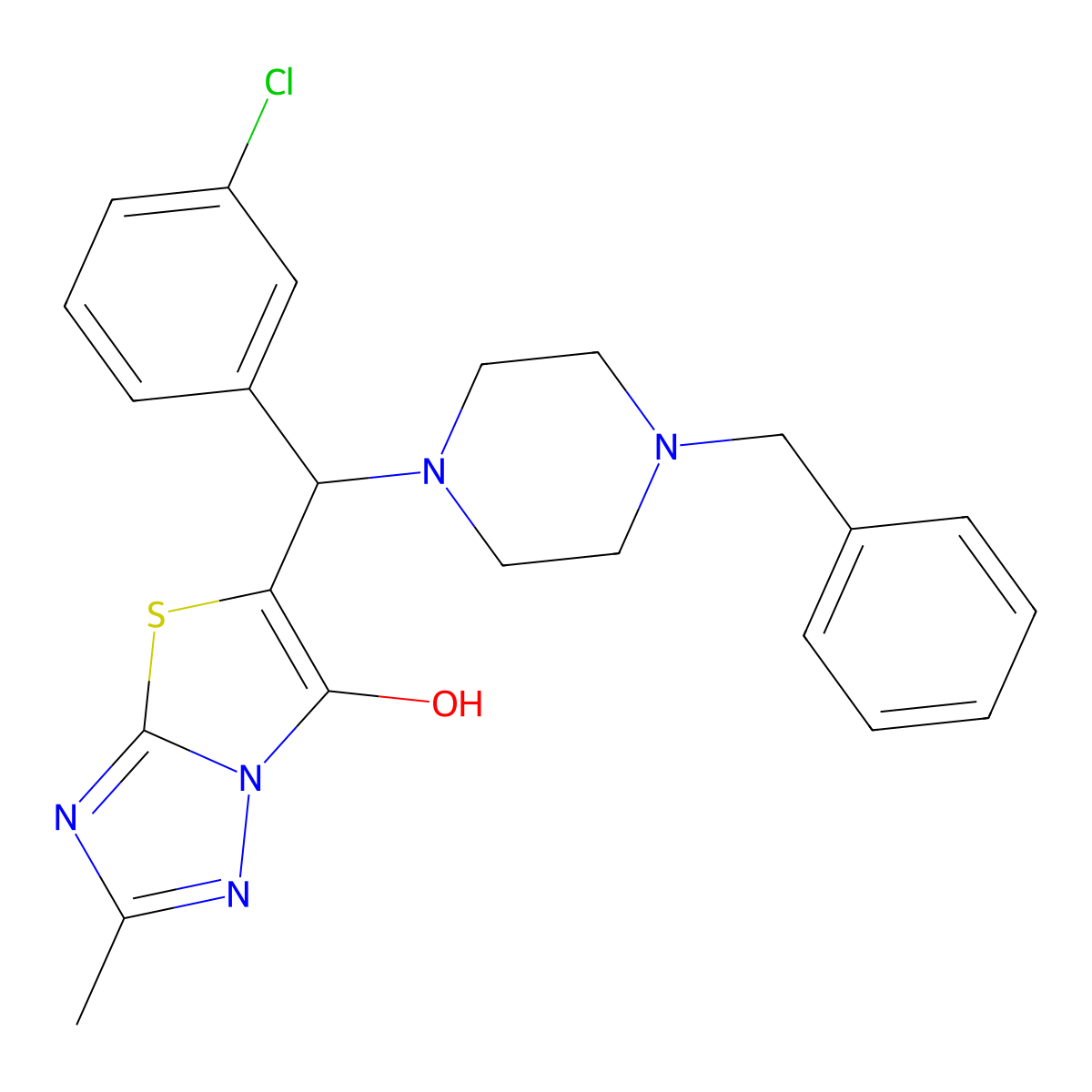 5-((4-Benzylpiperazin-1-yl)(3-chlorophenyl)methyl)-2-methylthiazolo[3,2-b][1,2,4]triazol-6-ol molecular structure, CAS 851969-44-3