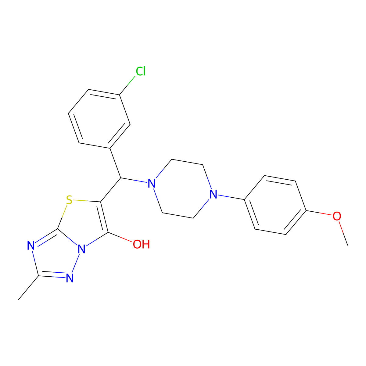 5-((3-Chlorophenyl)(4-(4-methoxyphenyl)piperazin-1-yl)methyl)-2-methylthiazolo[3,2-b][1,2,4]triazol-6-ol molecular structure, CAS 851969-48-7