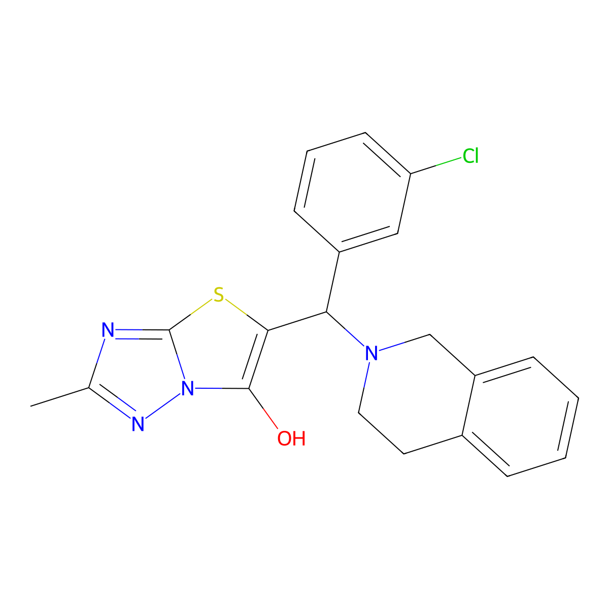 5-((3-chlorophenyl)(3,4-dihydroisoquinolin-2(1H)-yl)methyl)-2-methylthiazolo[3,2-b][1,2,4]triazol-6-ol molecular structure, CAS 851969-50-1