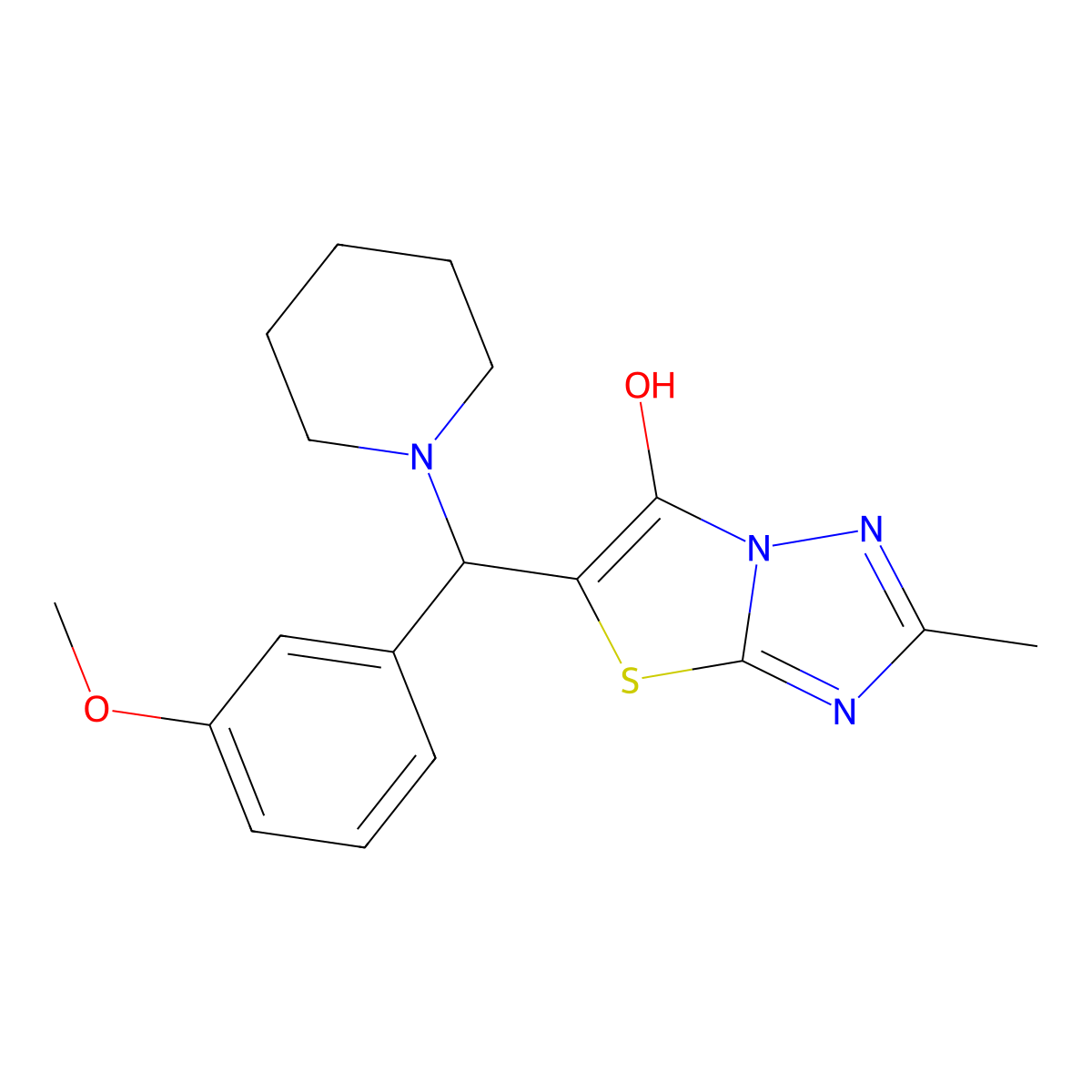 5-((3-Methoxyphenyl)(piperidin-1-yl)methyl)-2-methylthiazolo[3,2-b][1,2,4]triazol-6-ol molecular structure, CAS 851969-51-2