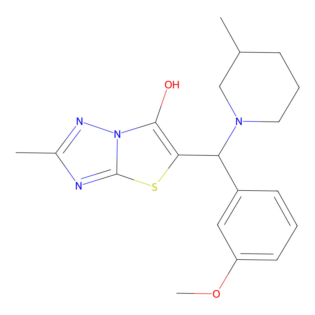 5-((3-Methoxyphenyl)(3-methylpiperidin-1-yl)methyl)-2-methylthiazolo[3,2-b][1,2,4]triazol-6-ol molecular structure, CAS 851969-52-3