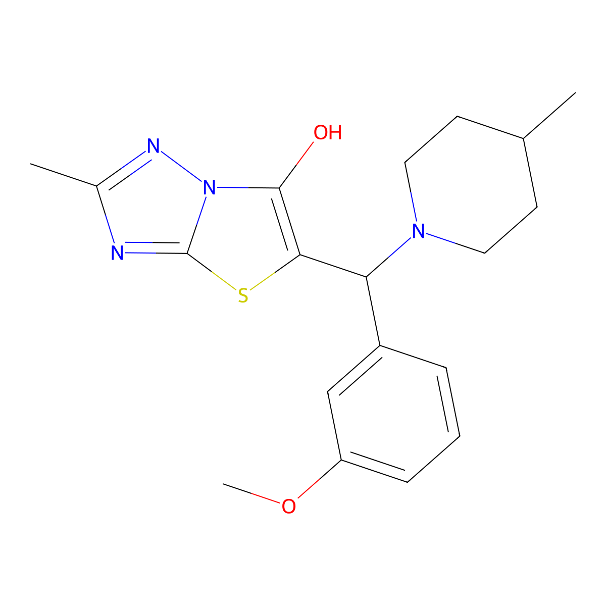 5-((3-Methoxyphenyl)(4-methylpiperidin-1-yl)methyl)-2-methylthiazolo[3,2-b][1,2,4]triazol-6-ol molecular structure, CAS 851969-53-4