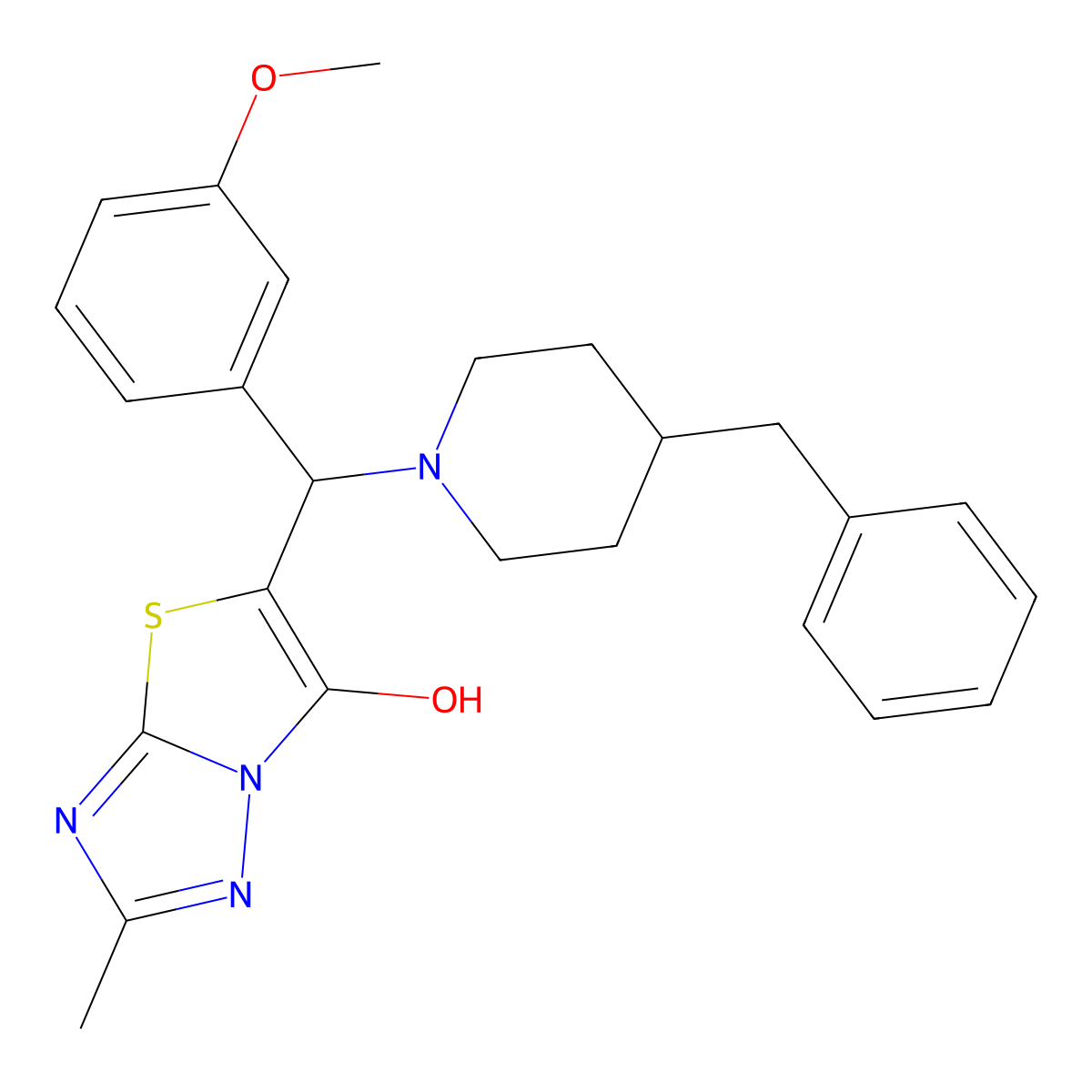 5-((4-Benzylpiperidin-1-yl)(3-methoxyphenyl)methyl)-2-methylthiazolo[3,2-b][1,2,4]triazol-6-ol molecular structure, CAS 851969-58-9