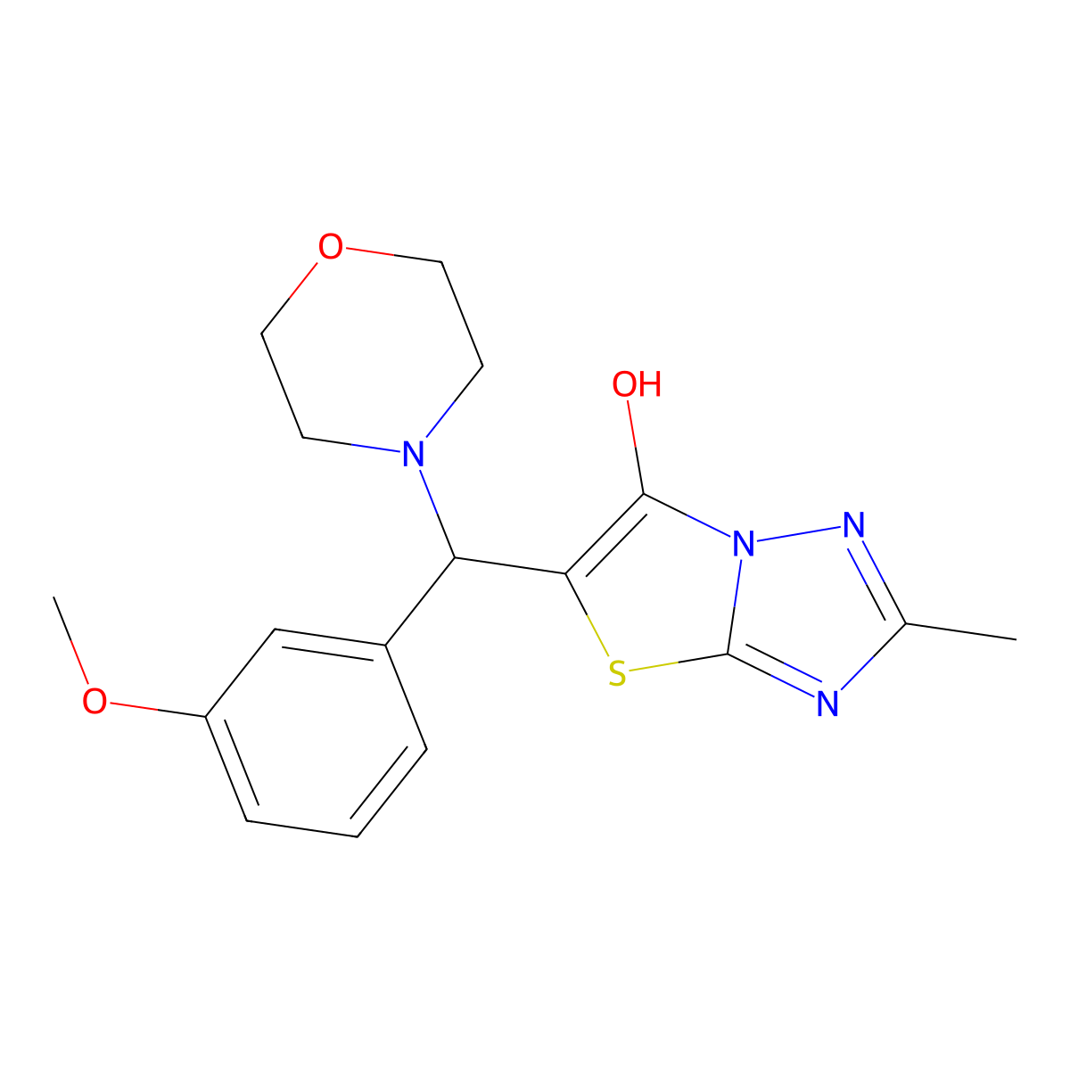 5-((3-Methoxyphenyl)(morpholino)methyl)-2-methylthiazolo[3,2-b][1,2,4]triazol-6-ol molecular structure, CAS 851969-60-3