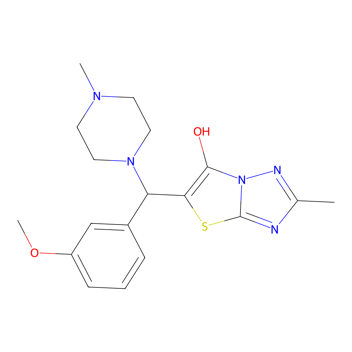 5-((3-Methoxyphenyl)(4-methylpiperazin-1-yl)methyl)-2-methylthiazolo[3,2-b][1,2,4]triazol-6-ol molecular structure, CAS 851969-61-4