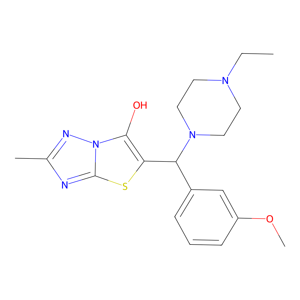 5-((4-Ethylpiperazin-1-yl)(3-methoxyphenyl)methyl)-2-methylthiazolo[3,2-b][1,2,4]triazol-6-ol molecular structure, CAS 851969-62-5