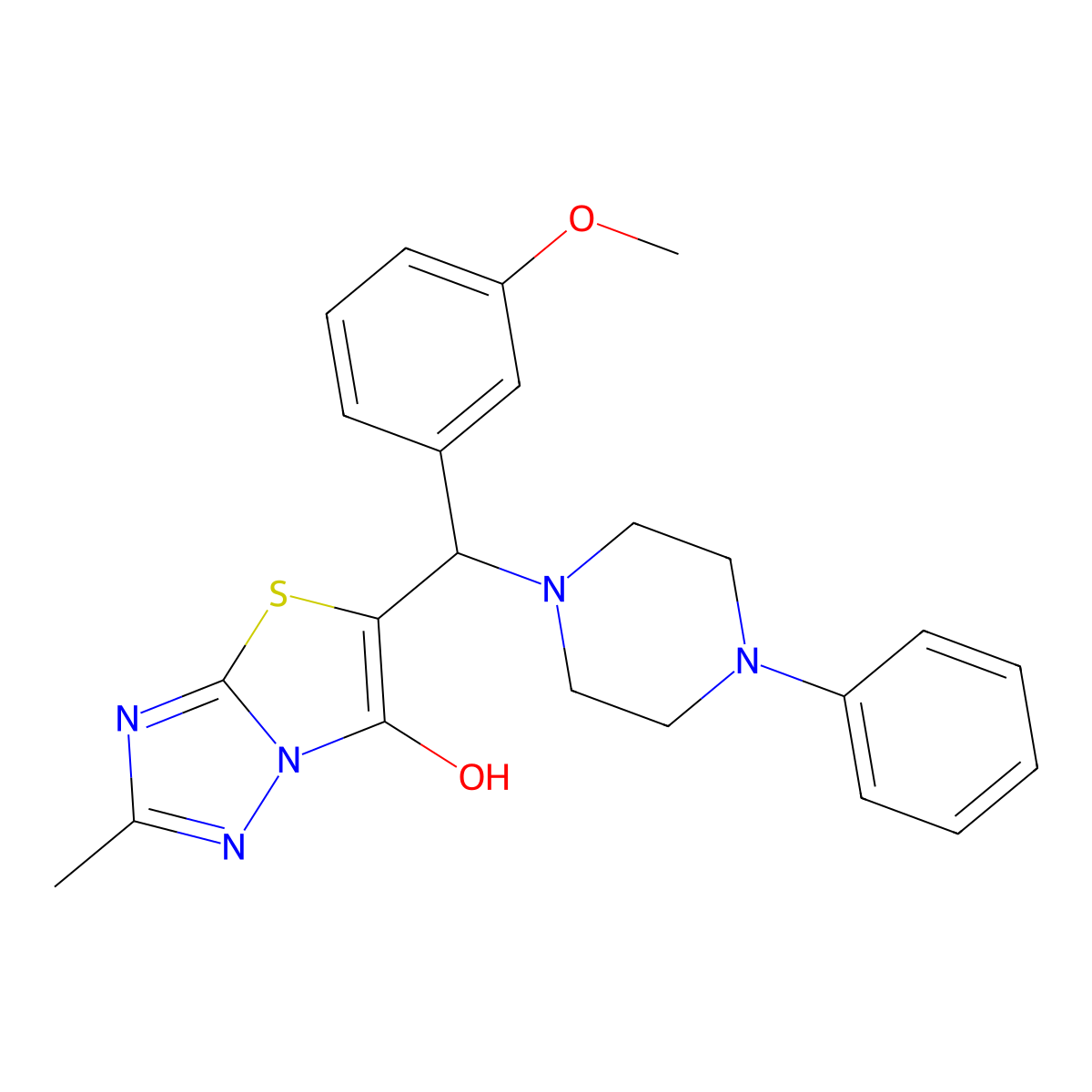 5-((3-Methoxyphenyl)(4-phenylpiperazin-1-yl)methyl)-2-methylthiazolo[3,2-b][1,2,4]triazol-6-ol molecular structure, CAS 851969-63-6