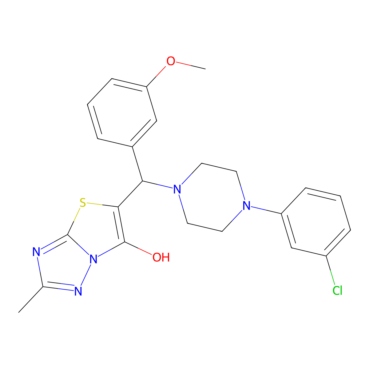 5-((4-(3-Chlorophenyl)piperazin-1-yl)(3-methoxyphenyl)methyl)-2-methylthiazolo[3,2-b][1,2,4]triazol-6-ol molecular structure, CAS 851969-68-1