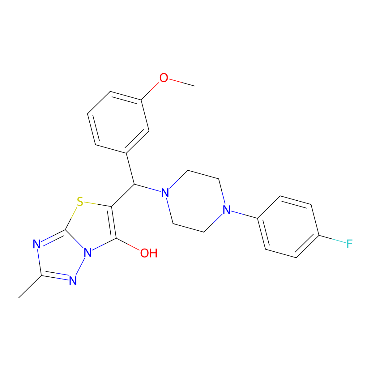 5-((4-(4-Fluorophenyl)piperazin-1-yl)(3-methoxyphenyl)methyl)-2-methylthiazolo[3,2-b][1,2,4]triazol-6-ol molecular structure, CAS 851969-70-5