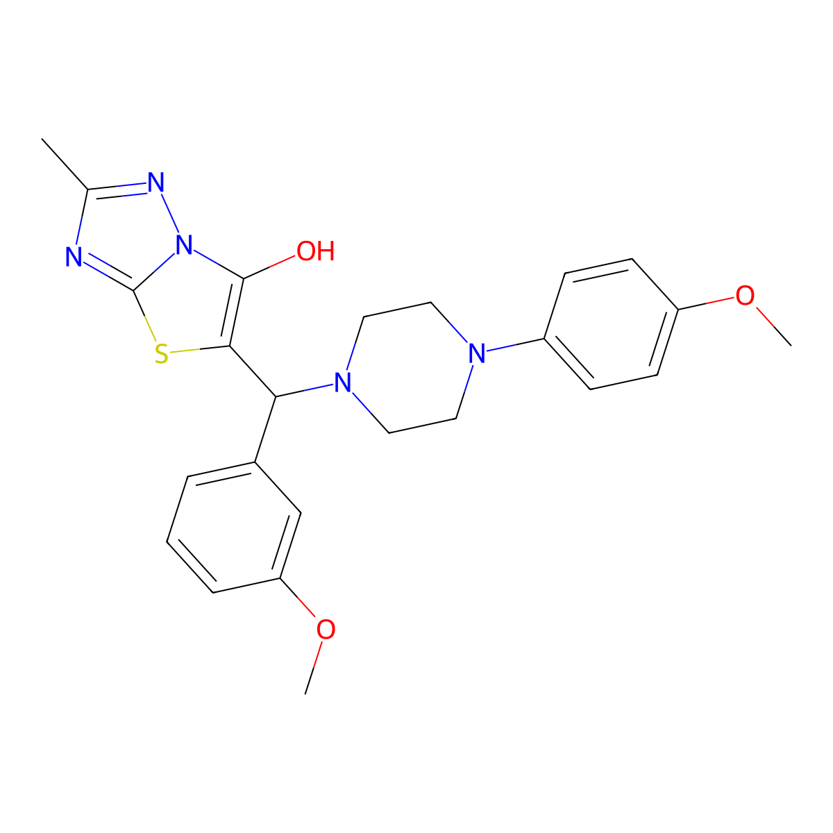 5-((3-Methoxyphenyl)(4-(4-methoxyphenyl)piperazin-1-yl)methyl)-2-methylthiazolo[3,2-b][1,2,4]triazol-6-ol molecular structure, CAS 851969-71-6