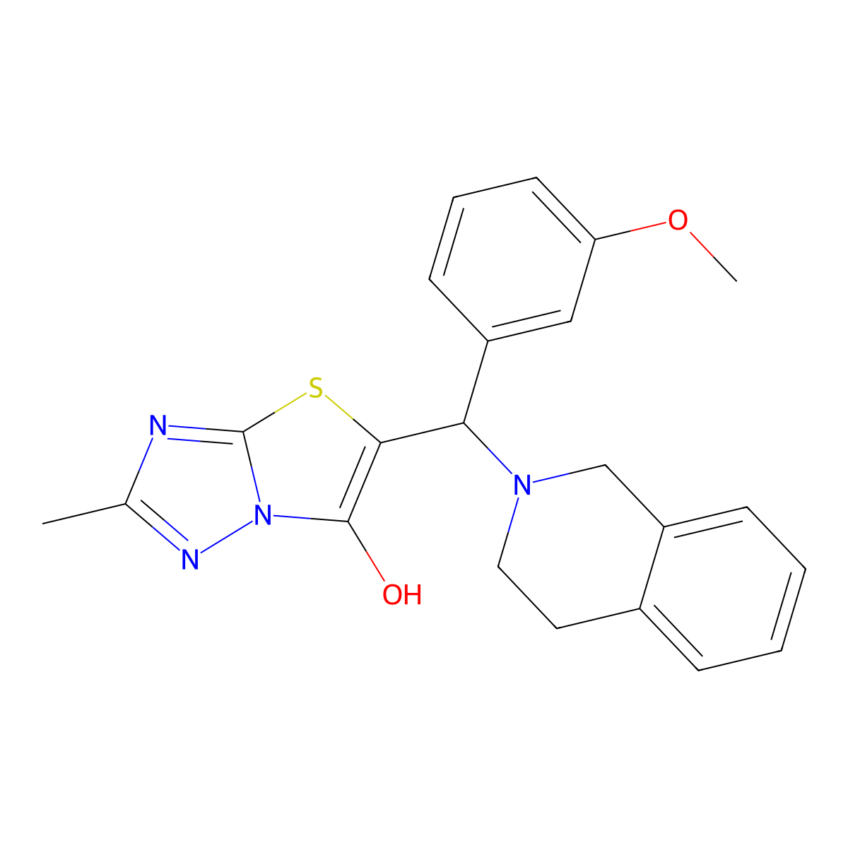 5-((3,4-dihydroisoquinolin-2(1H)-yl)(3-methoxyphenyl)methyl)-2-methylthiazolo[3,2-b][1,2,4]triazol-6-ol molecular structure, CAS 851969-73-8