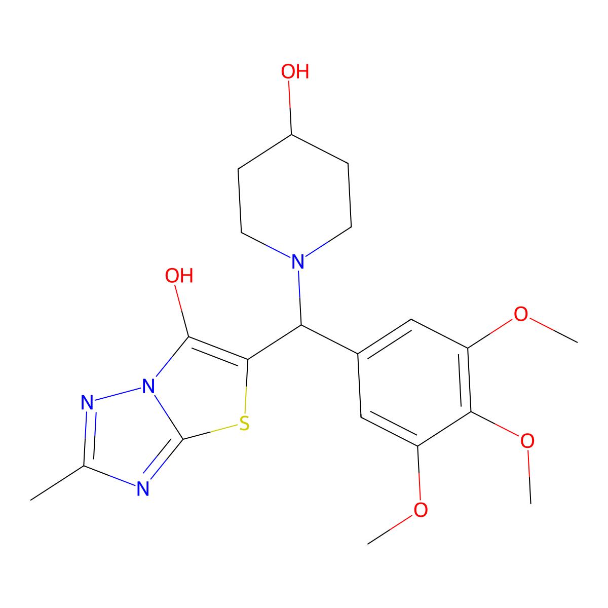5-((4-Hydroxypiperidin-1-yl)(3,4,5-trimethoxyphenyl)methyl)-2-methylthiazolo[3,2-b][1,2,4]triazol-6-ol molecular structure, CAS 851969-74-9