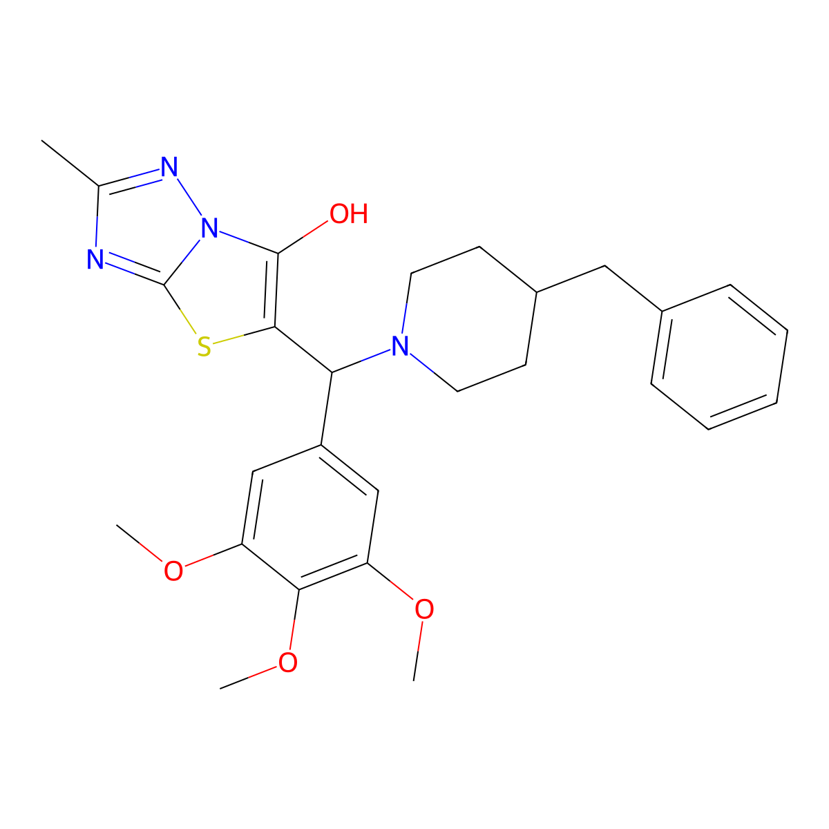 5-((4-Benzylpiperidin-1-yl)(3,4,5-trimethoxyphenyl)methyl)-2-methylthiazolo[3,2-b][1,2,4]triazol-6-ol molecular structure, CAS 851969-78-3