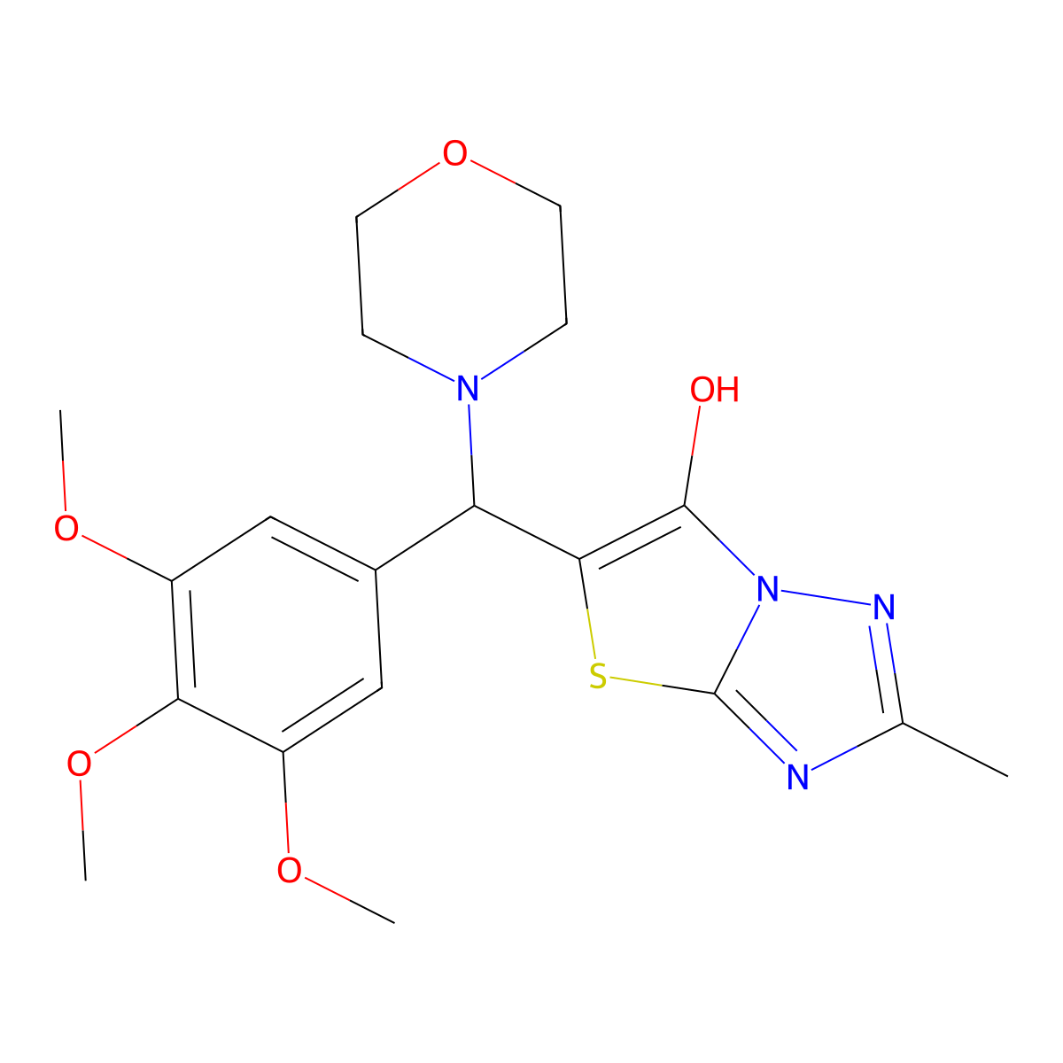 2-Methyl-5-(morpholino(3,4,5-trimethoxyphenyl)methyl)thiazolo[3,2-b][1,2,4]triazol-6-ol molecular structure, CAS 851969-80-7