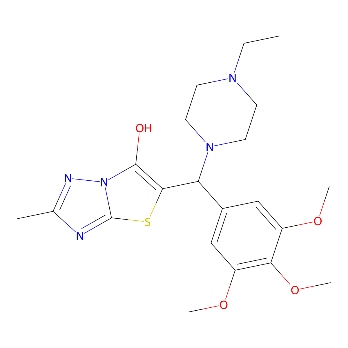 5-((4-Ethylpiperazin-1-yl)(3,4,5-trimethoxyphenyl)methyl)-2-methylthiazolo[3,2-b][1,2,4]triazol-6-ol molecular structure, CAS 851969-82-9