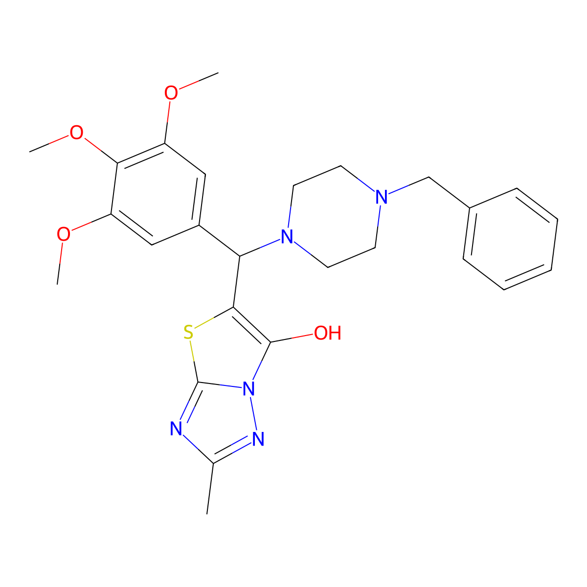5-((4-Benzylpiperazin-1-yl)(3,4,5-trimethoxyphenyl)methyl)-2-methylthiazolo[3,2-b][1,2,4]triazol-6-ol molecular structure, CAS 851969-86-3