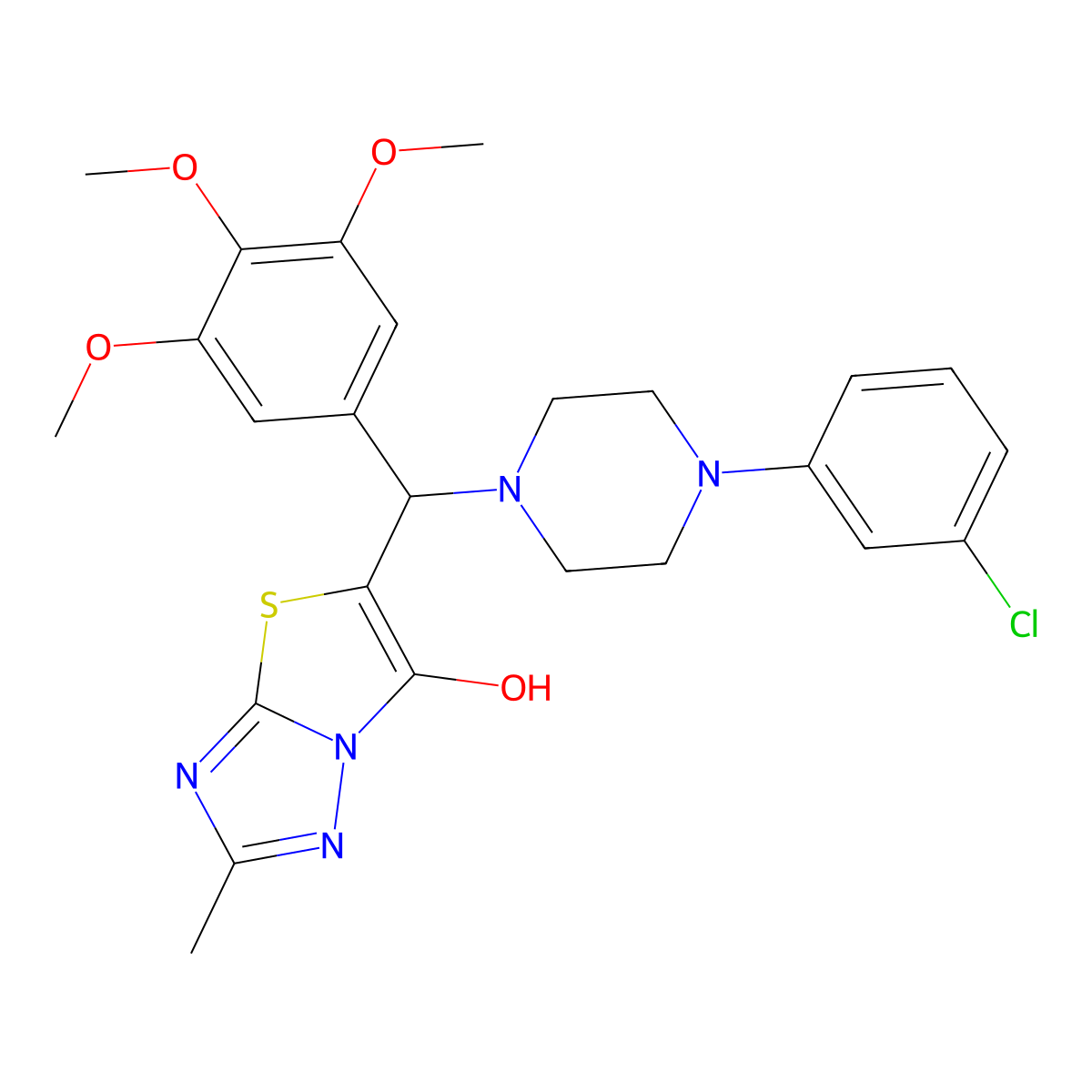 5-((4-(3-Chlorophenyl)piperazin-1-yl)(3,4,5-trimethoxyphenyl)methyl)-2-methylthiazolo[3,2-b][1,2,4]triazol-6-ol molecular structure, CAS 851969-87-4
