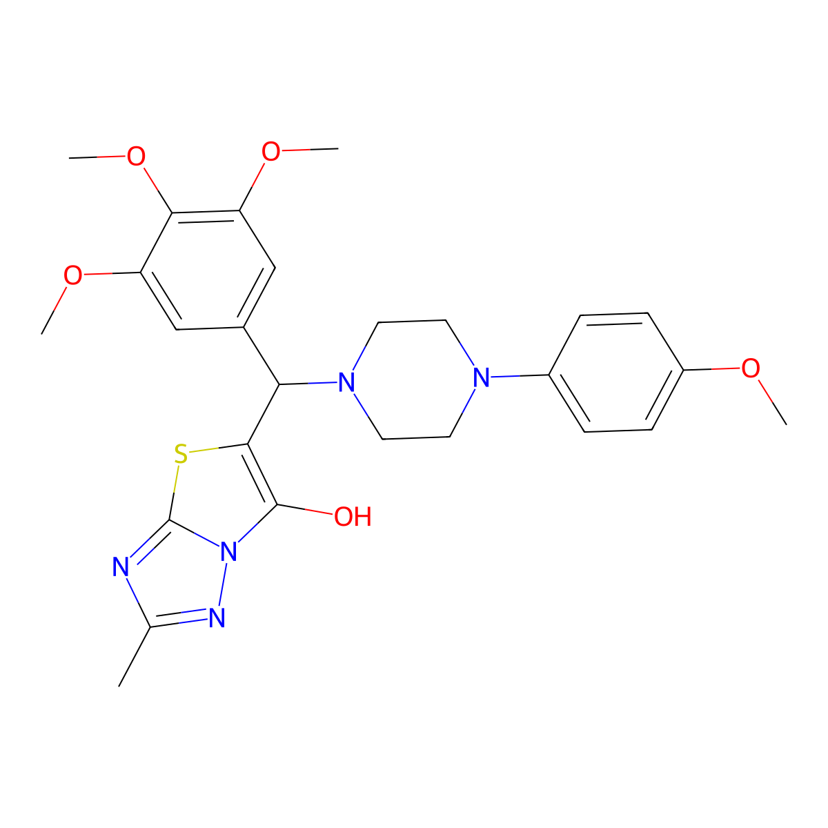 5-((4-(4-Methoxyphenyl)piperazin-1-yl)(3,4,5-trimethoxyphenyl)methyl)-2-methylthiazolo[3,2-b][1,2,4]triazol-6-ol molecular structure, CAS 851969-89-6