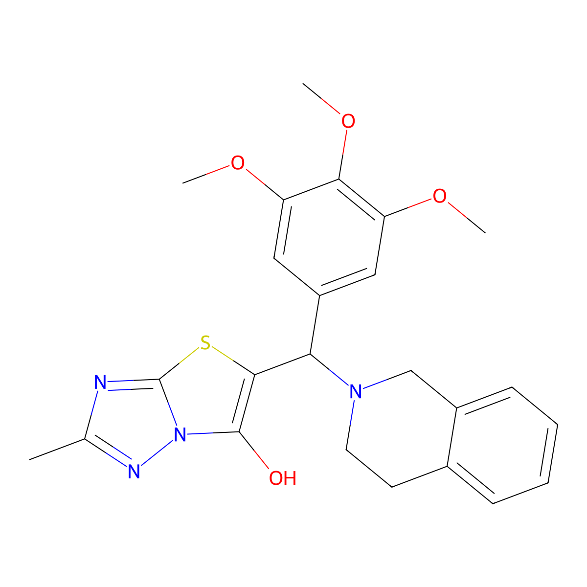 5-((3,4-dihydroisoquinolin-2(1H)-yl)(3,4,5-trimethoxyphenyl)methyl)-2-methylthiazolo[3,2-b][1,2,4]triazol-6-ol molecular structure, CAS 851969-90-9