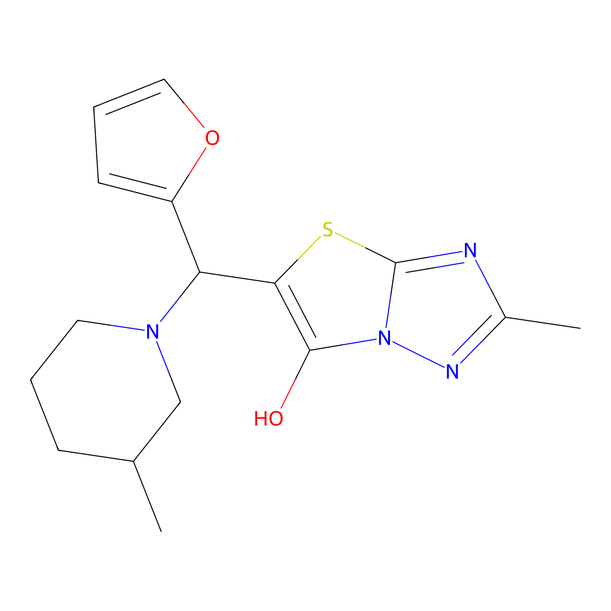 5-(Furan-2-yl(3-methylpiperidin-1-yl)methyl)-2-methylthiazolo[3,2-b][1,2,4]triazol-6-ol molecular structure, CAS 851969-92-1