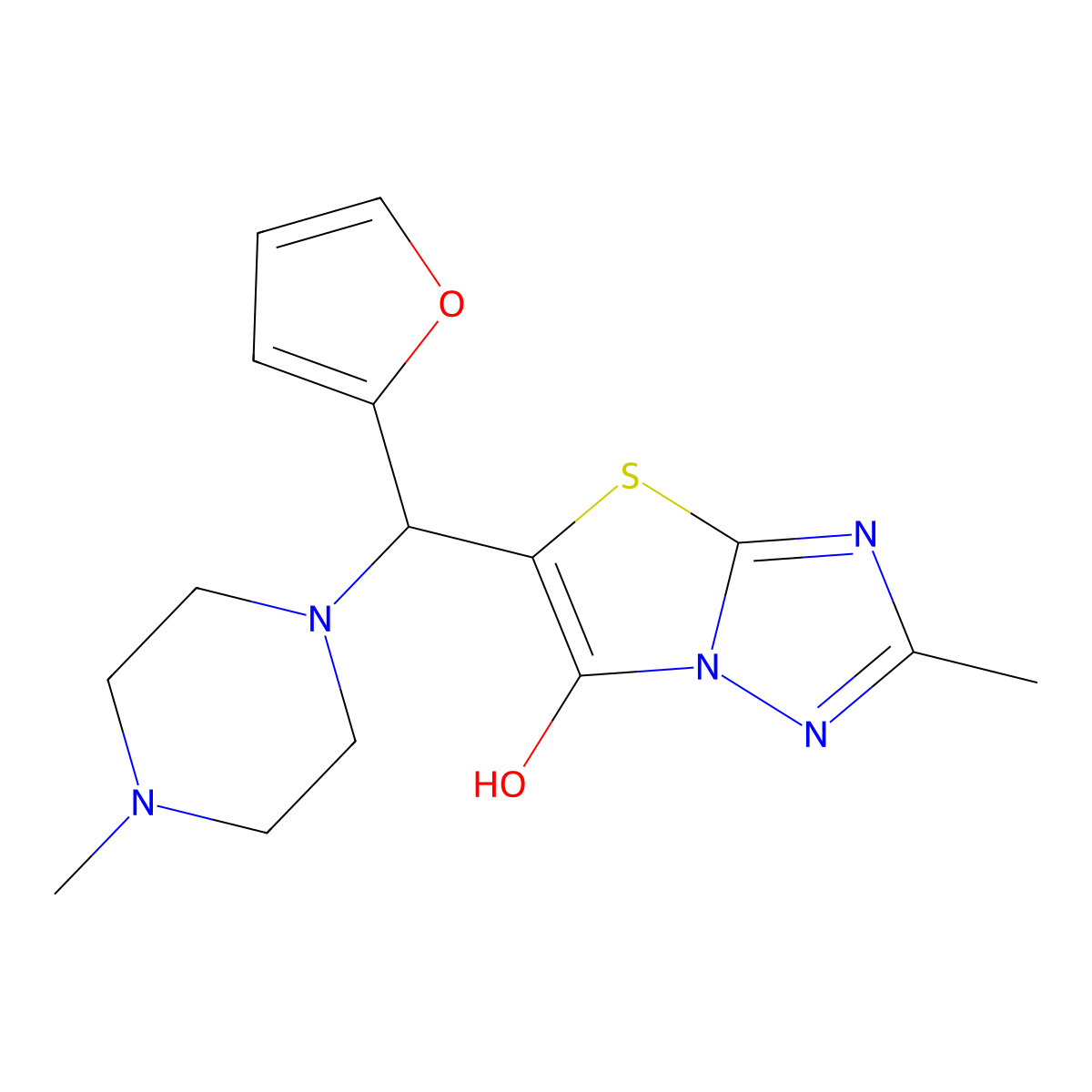 5-(Furan-2-yl(4-methylpiperazin-1-yl)methyl)-2-methylthiazolo[3,2-b][1,2,4]triazol-6-ol molecular structure, CAS 851970-00-8