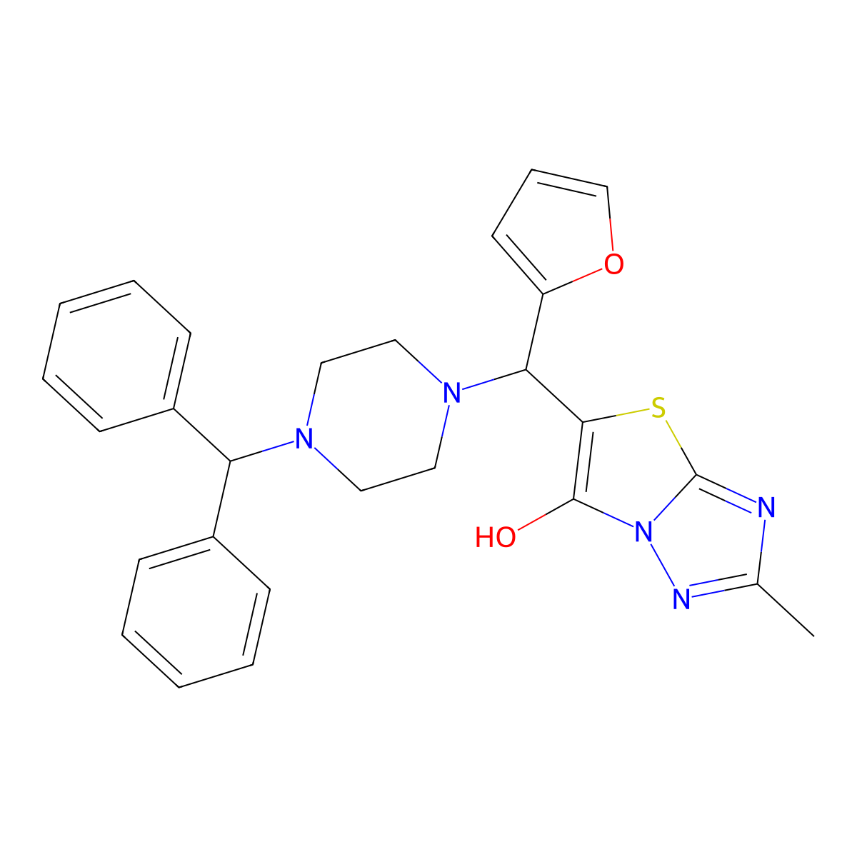 5-((4-Benzhydrylpiperazin-1-yl)(furan-2-yl)methyl)-2-methylthiazolo[3,2-b][1,2,4]triazol-6-ol molecular structure, CAS 851970-04-2
