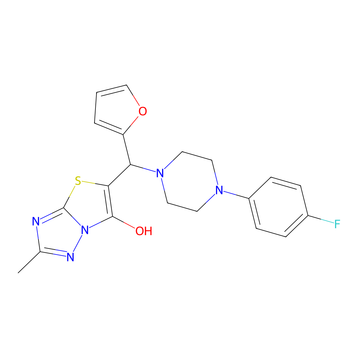 5-((4-(4-Fluorophenyl)piperazin-1-yl)(furan-2-yl)methyl)-2-methylthiazolo[3,2-b][1,2,4]triazol-6-ol molecular structure, CAS 851970-09-7