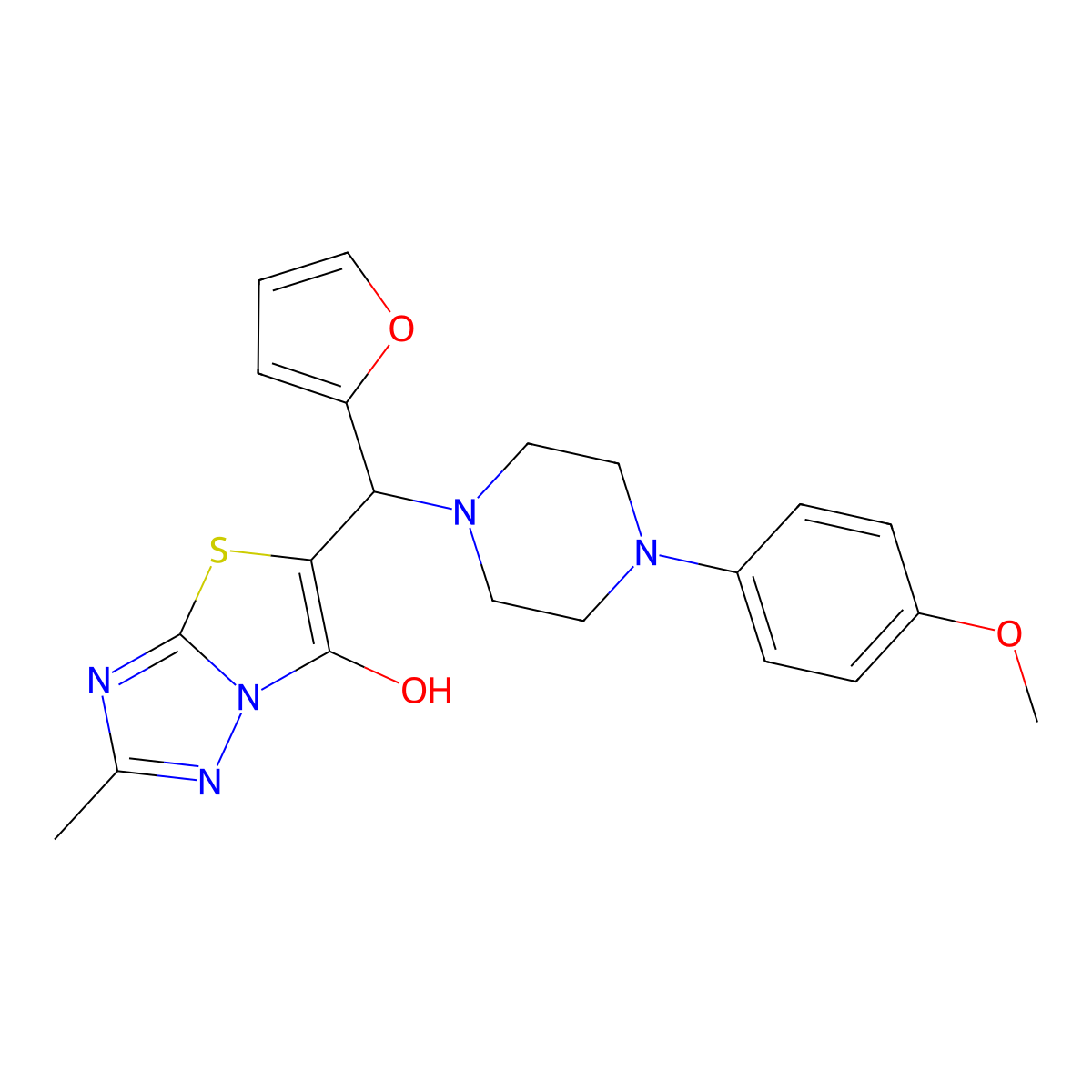 5-(Furan-2-yl(4-(4-methoxyphenyl)piperazin-1-yl)methyl)-2-methylthiazolo[3,2-b][1,2,4]triazol-6-ol molecular structure, CAS 851970-10-0
