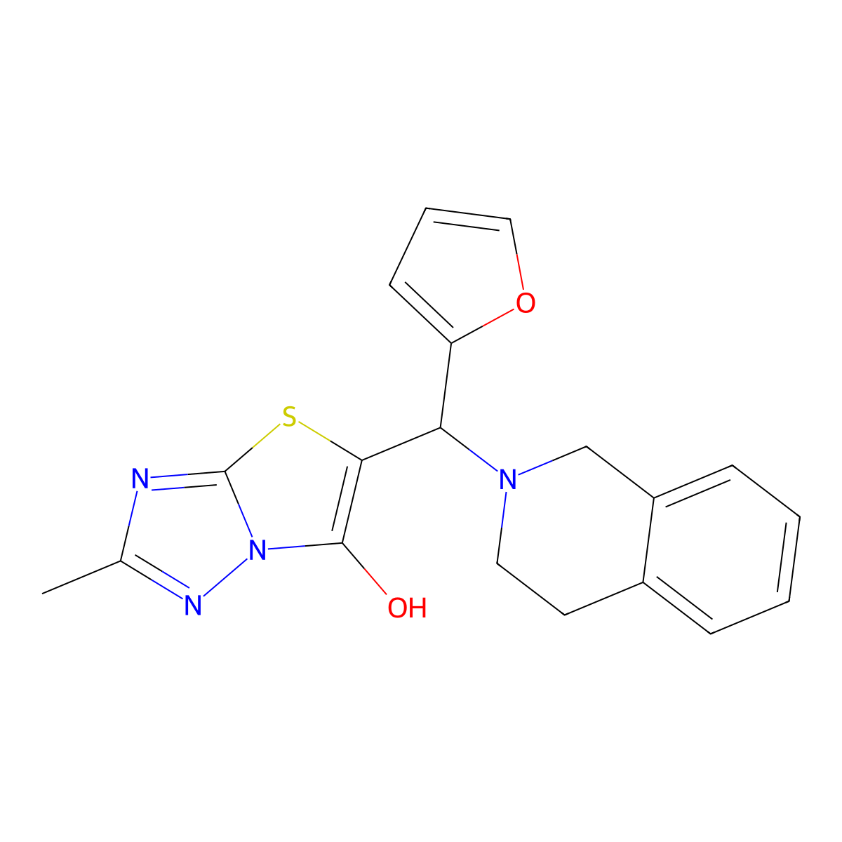 5-((3,4-dihydroisoquinolin-2(1H)-yl)(furan-2-yl)methyl)-2-methylthiazolo[3,2-b][1,2,4]triazol-6-ol molecular structure, CAS 851970-12-2