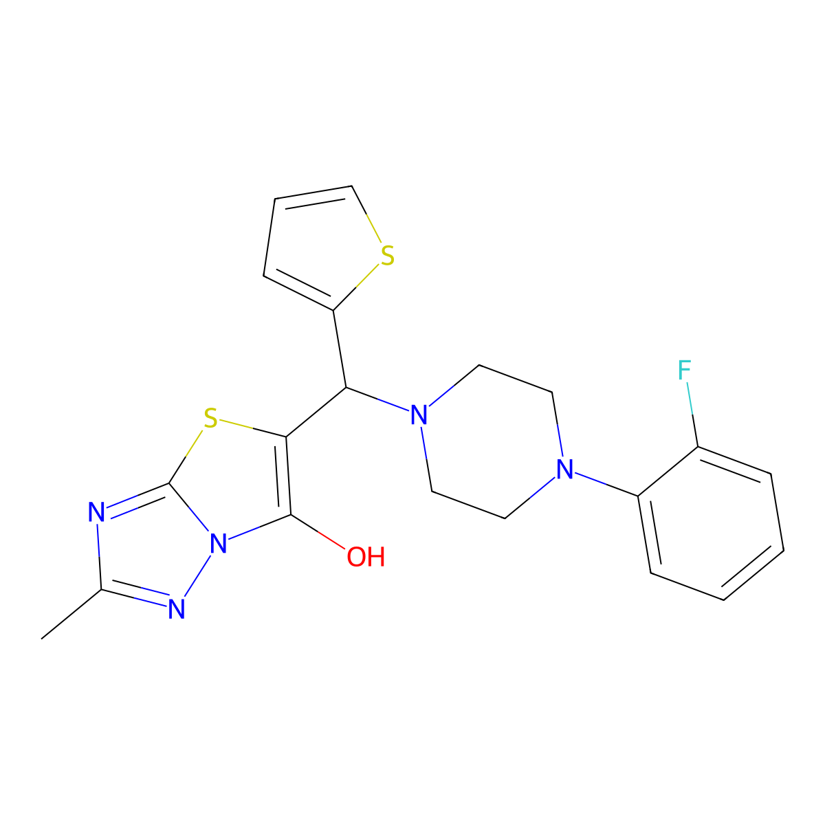 5-((4-(2-Fluorophenyl)piperazin-1-yl)(thiophen-2-yl)methyl)-2-methylthiazolo[3,2-b][1,2,4]triazol-6-ol molecular structure, CAS 851970-29-1
