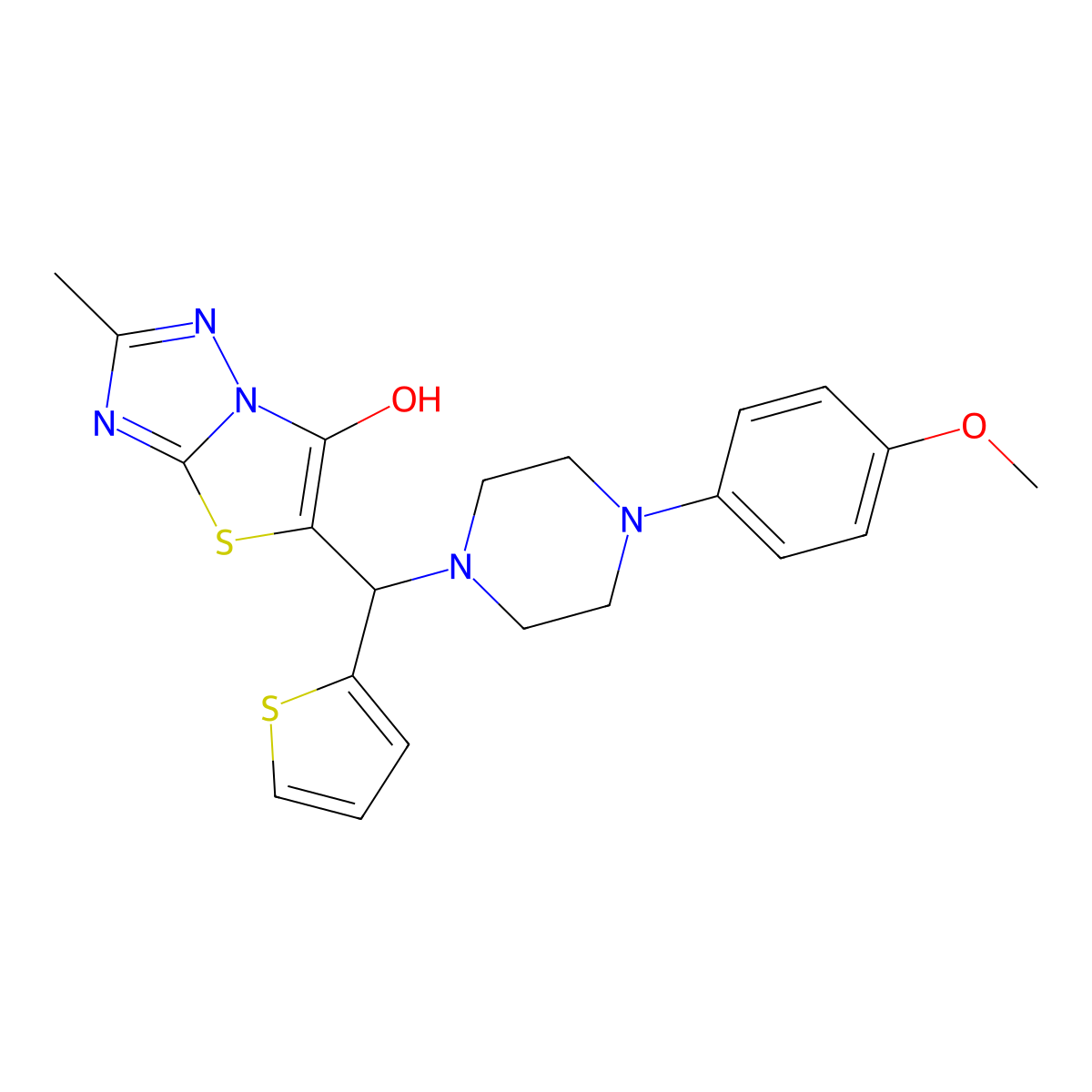 5-((4-(4-Methoxyphenyl)piperazin-1-yl)(thiophen-2-yl)methyl)-2-methylthiazolo[3,2-b][1,2,4]triazol-6-ol molecular structure, CAS 851970-31-5