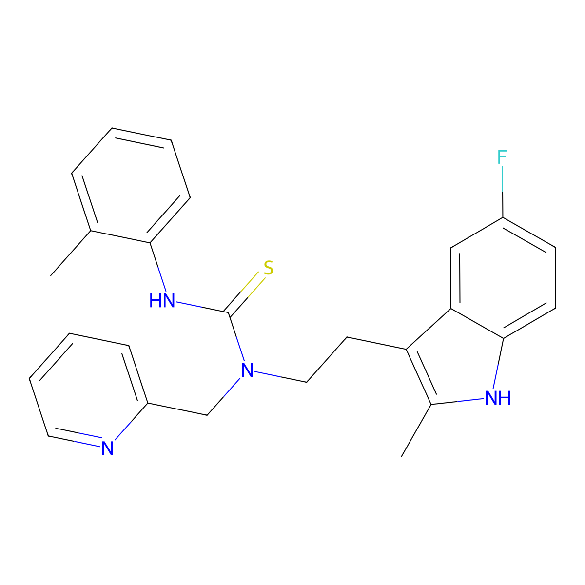 1-(2-(5-fluoro-2-methyl-1H-indol-3-yl)ethyl)-1-(pyridin-2-ylmethyl)-3-(o-tolyl)thiourea molecular structure, CAS 851970-41-7