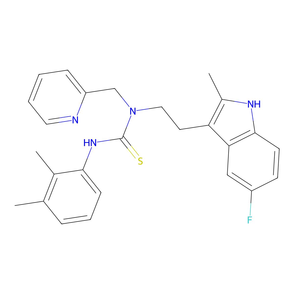 3-(2,3-dimethylphenyl)-1-(2-(5-fluoro-2-methyl-1H-indol-3-yl)ethyl)-1-(pyridin-2-ylmethyl)thiourea molecular structure, CAS 851970-43-9