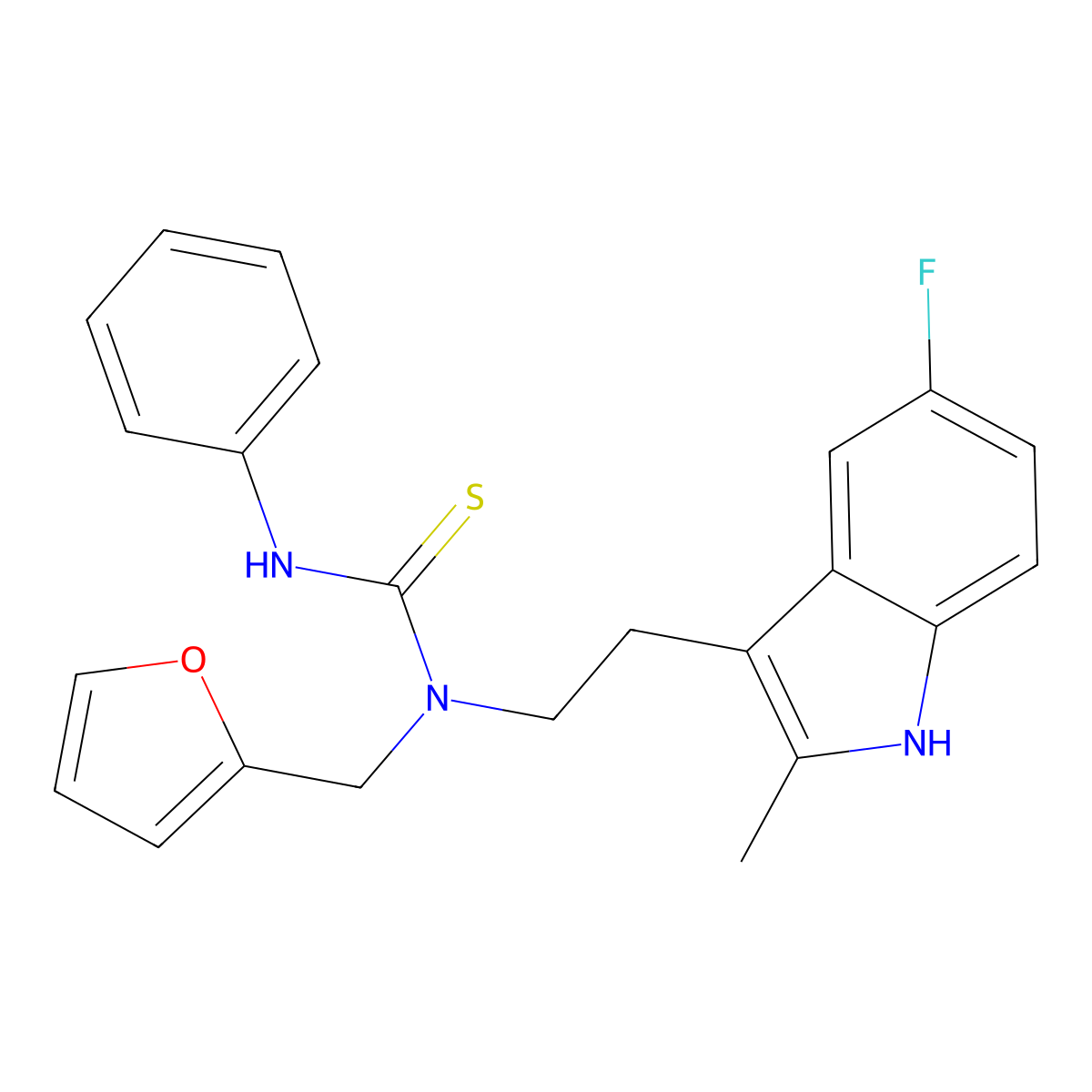 1-(2-(5-fluoro-2-methyl-1H-indol-3-yl)ethyl)-1-(furan-2-ylmethyl)-3-phenylthiourea molecular structure, CAS 851970-63-3
