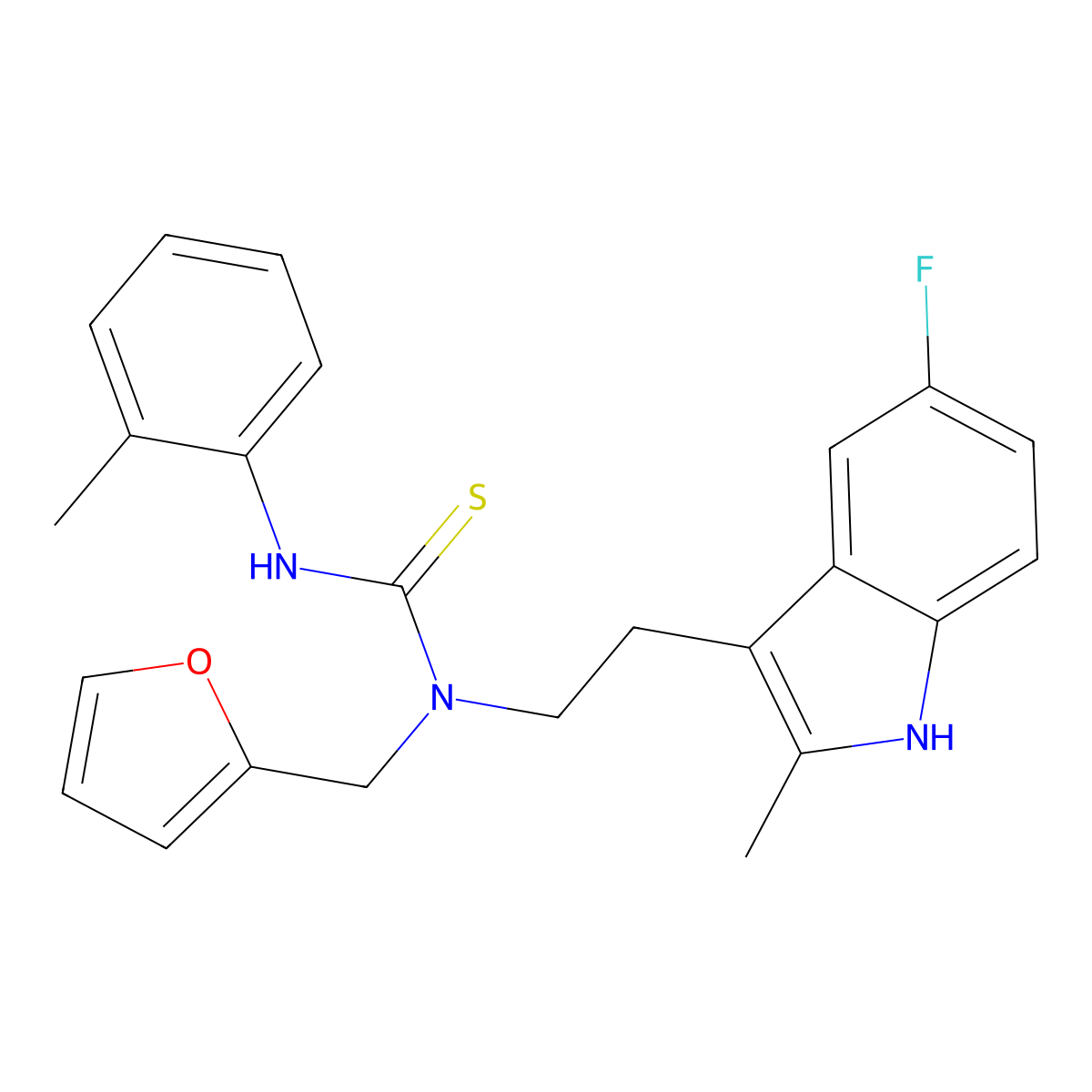 1-(2-(5-fluoro-2-methyl-1H-indol-3-yl)ethyl)-1-(furan-2-ylmethyl)-3-(o-tolyl)thiourea molecular structure, CAS 851970-64-4