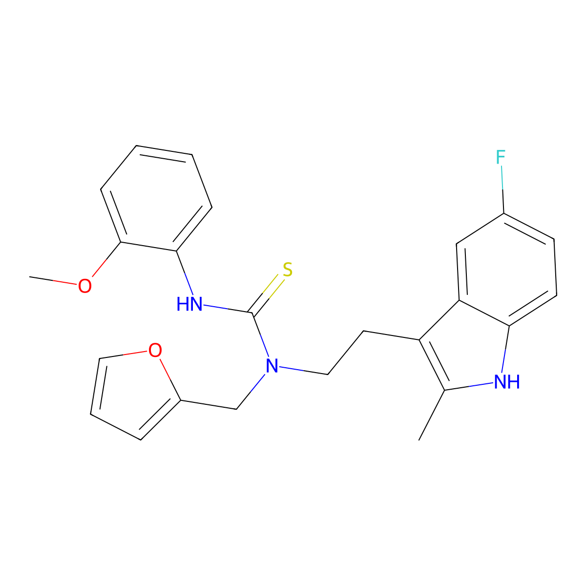 1-(2-(5-fluoro-2-methyl-1H-indol-3-yl)ethyl)-1-(furan-2-ylmethyl)-3-(2-methoxyphenyl)thiourea molecular structure, CAS 851970-70-2