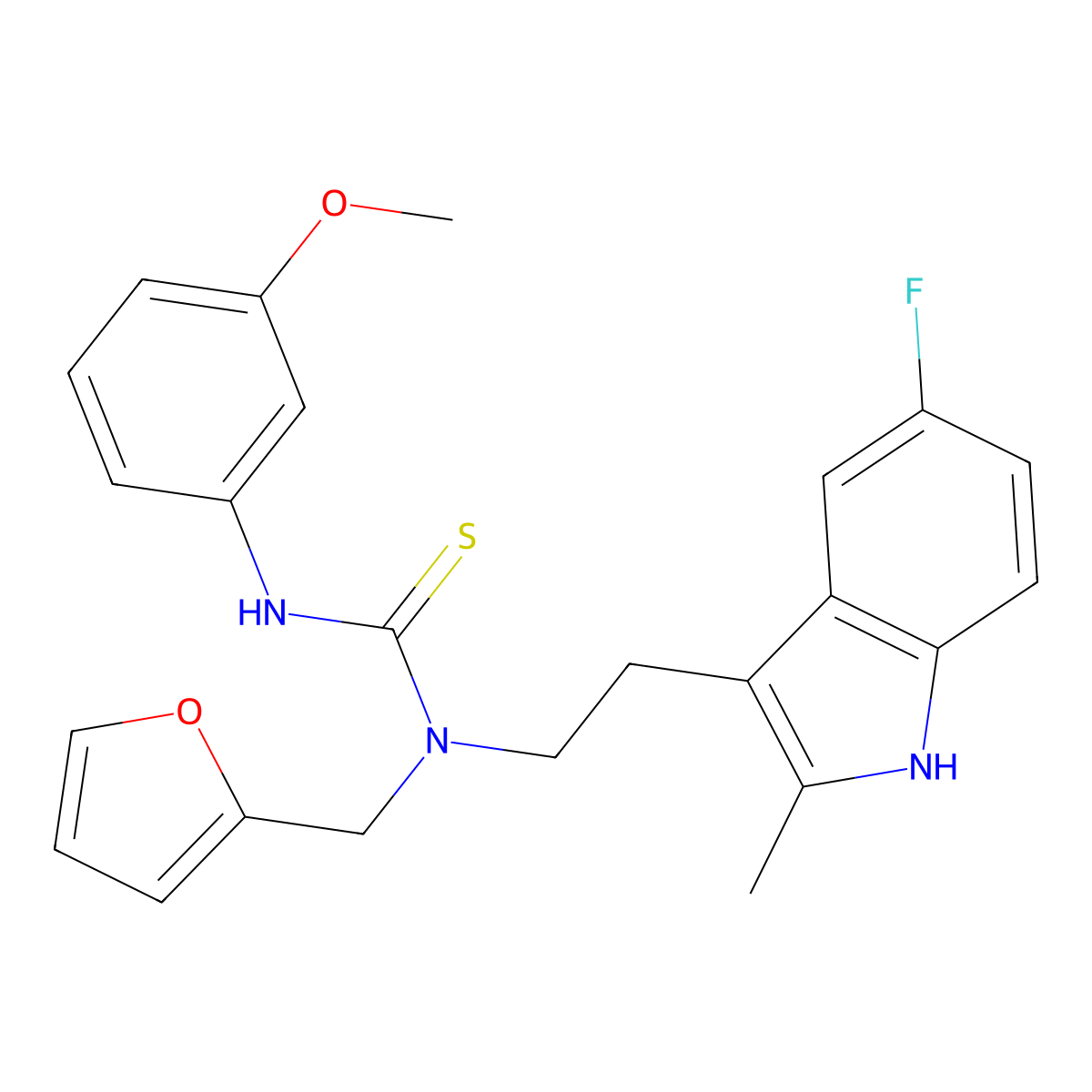 1-(2-(5-fluoro-2-methyl-1H-indol-3-yl)ethyl)-1-(furan-2-ylmethyl)-3-(3-methoxyphenyl)thiourea molecular structure, CAS 851970-71-3
