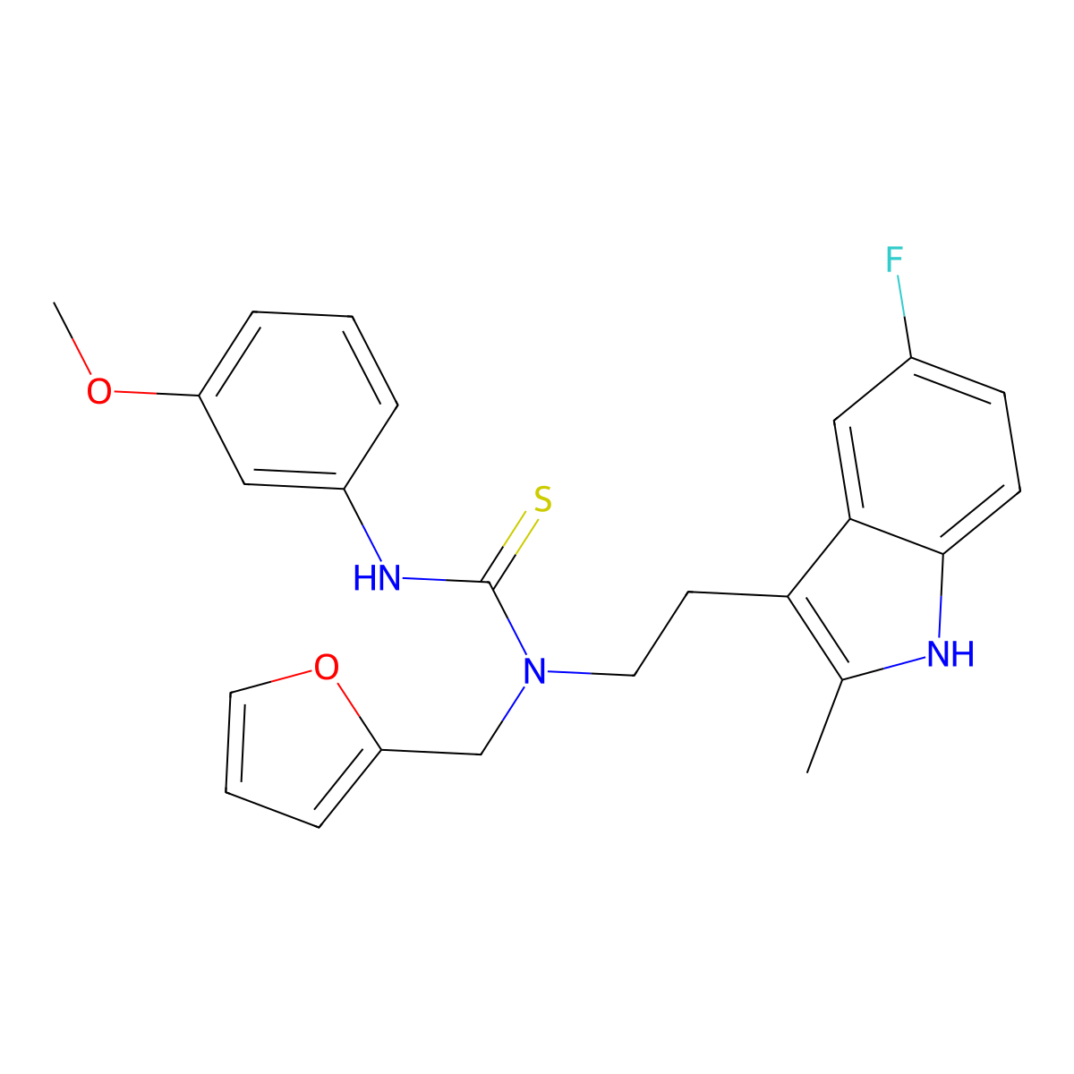 1-(2-(5-fluoro-2-methyl-1H-indol-3-yl)ethyl)-1-(furan-2-ylmethyl)-3-(3-methoxyphenyl)thiourea molecular structure, CAS 851970-71-3