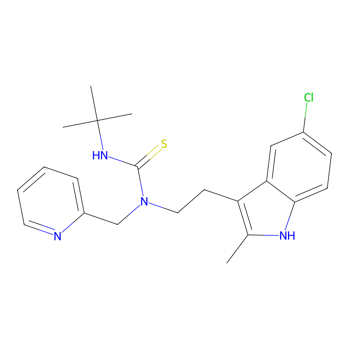 3-(tert-butyl)-1-(2-(5-chloro-2-methyl-1H-indol-3-yl)ethyl)-1-(pyridin-2-ylmethyl)thiourea molecular structure, CAS 851970-81-5