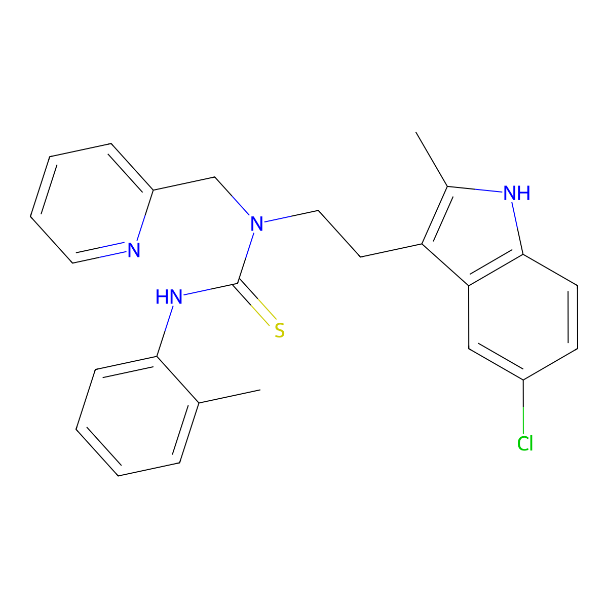 1-[2-(5-chloro-2-methyl-1H-indol-3-yl)ethyl]-3-(2-methylphenyl)-1-(pyridin-2-ylmethyl)thiourea molecular structure, CAS 851970-91-7
