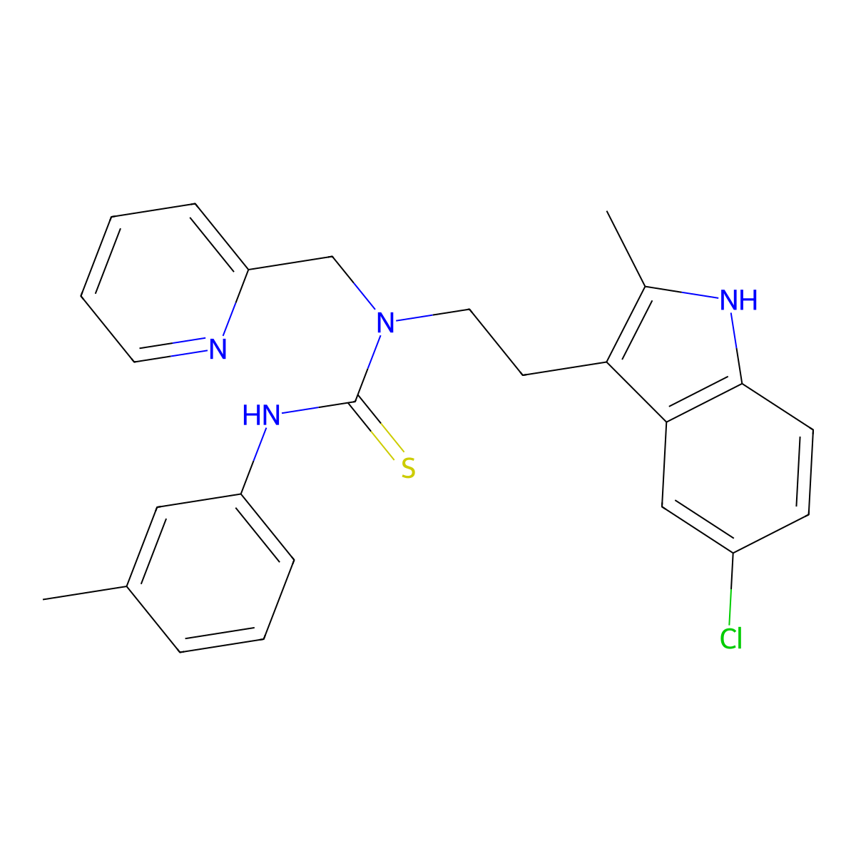 1-(2-(5-chloro-2-methyl-1H-indol-3-yl)ethyl)-1-(pyridin-2-ylmethyl)-3-(m-tolyl)thiourea molecular structure, CAS 851970-93-9