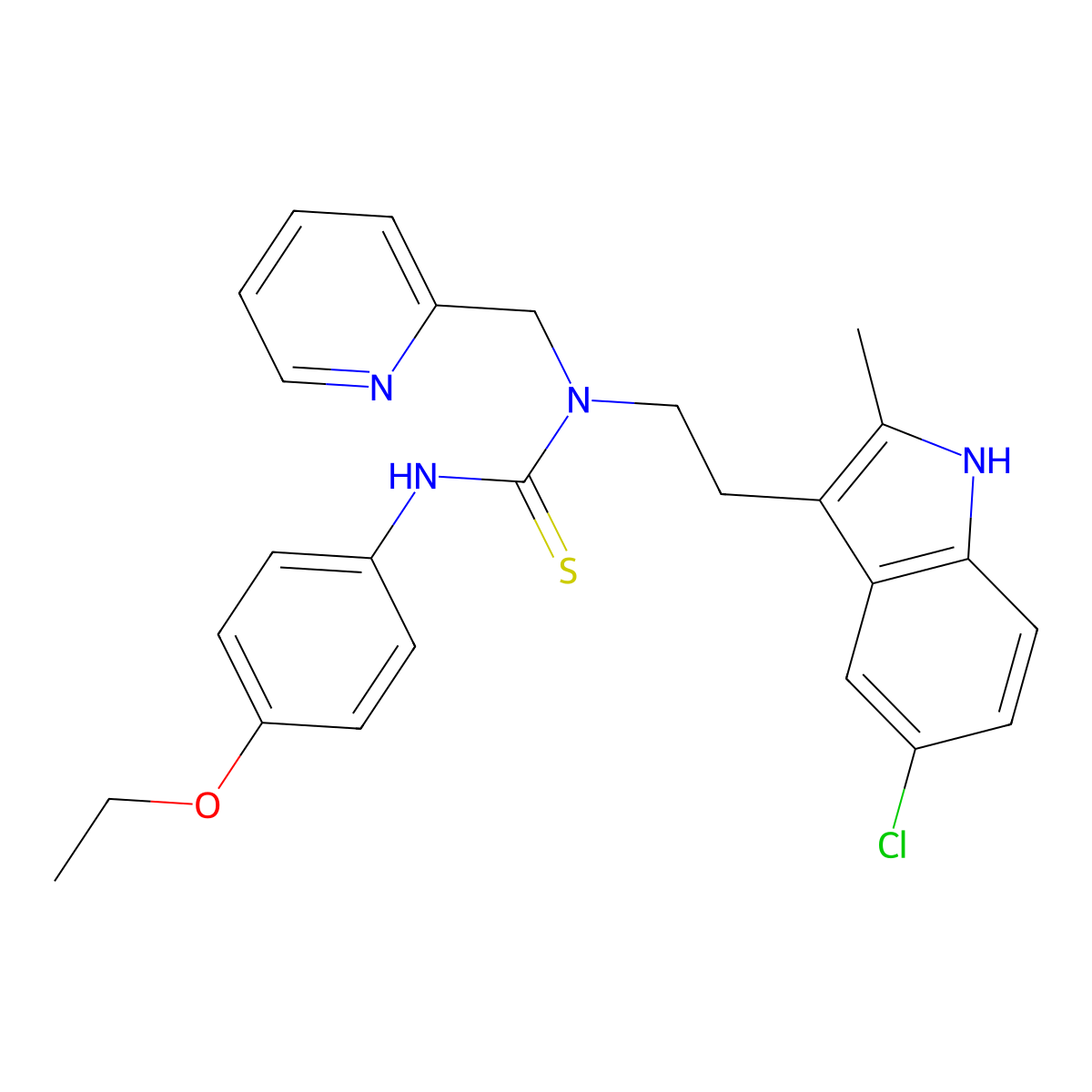 1-[2-(5-chloro-2-methyl-1H-indol-3-yl)ethyl]-3-(4-ethoxyphenyl)-1-(pyridin-2-ylmethyl)thiourea molecular structure, CAS 851971-05-6