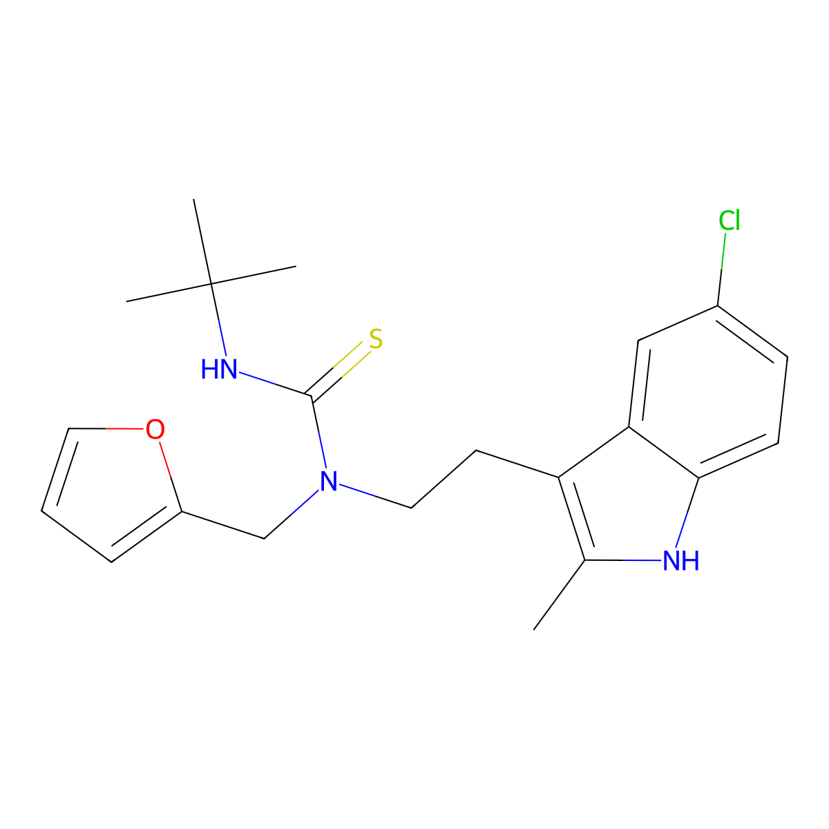 3-(tert-butyl)-1-(2-(5-chloro-2-methyl-1H-indol-3-yl)ethyl)-1-(furan-2-ylmethyl)thiourea molecular structure, CAS 851971-12-5