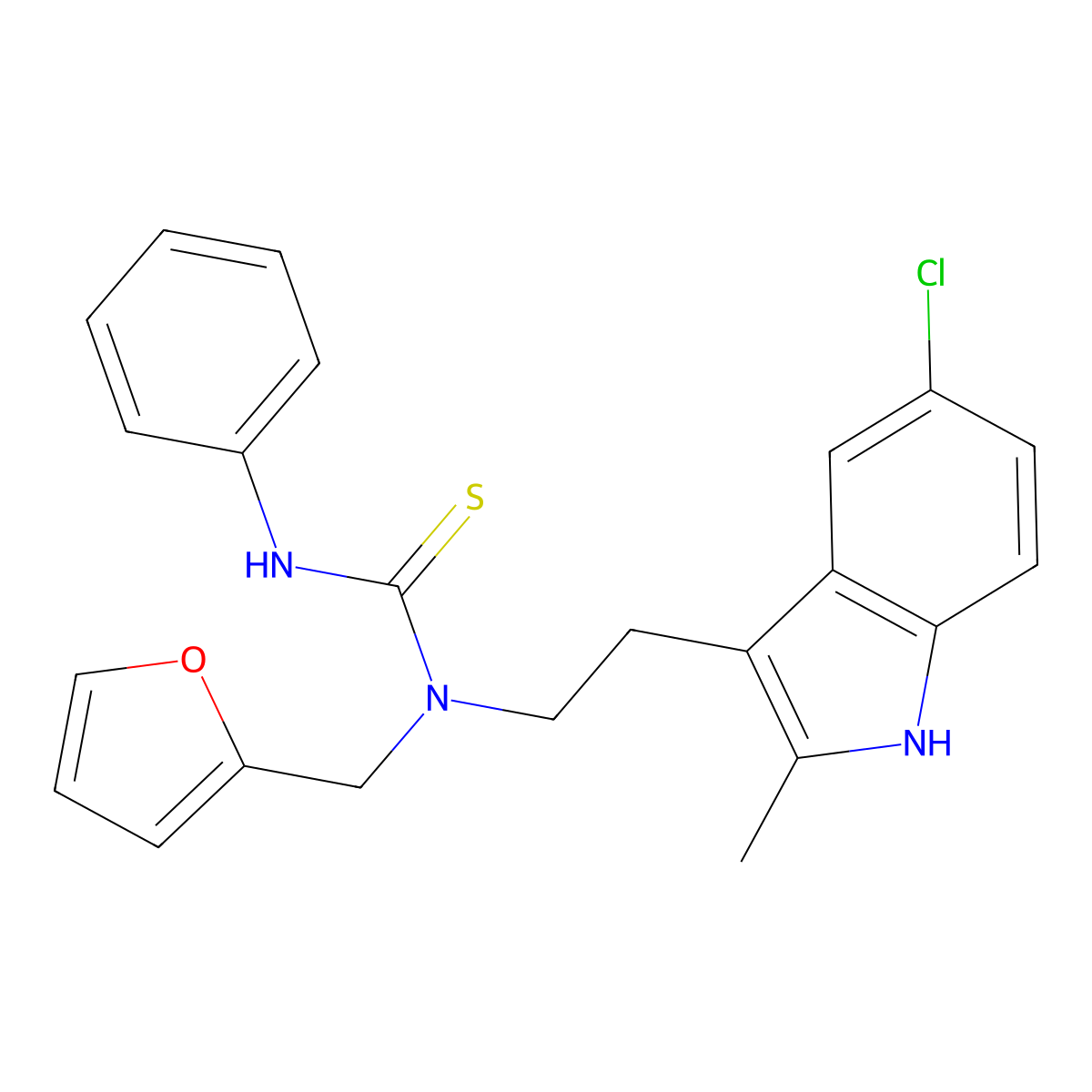 1-(2-(5-chloro-2-methyl-1H-indol-3-yl)ethyl)-1-(furan-2-ylmethyl)-3-phenylthiourea molecular structure, CAS 851971-17-0