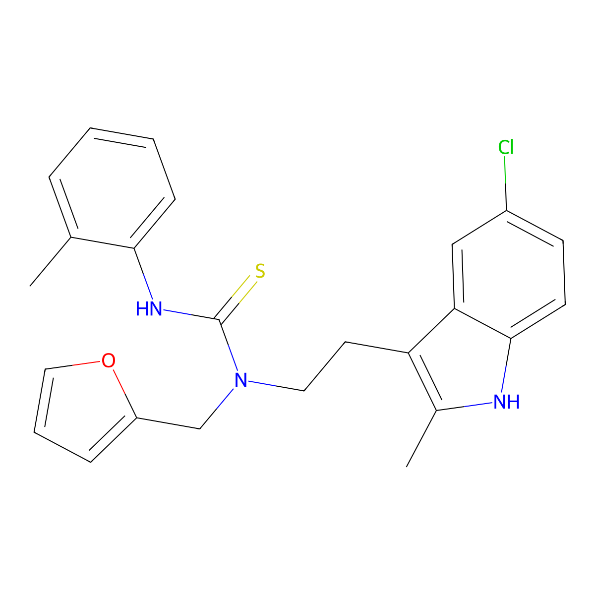 1-(2-(5-chloro-2-methyl-1H-indol-3-yl)ethyl)-1-(furan-2-ylmethyl)-3-(o-tolyl)thiourea molecular structure, CAS 851971-18-1