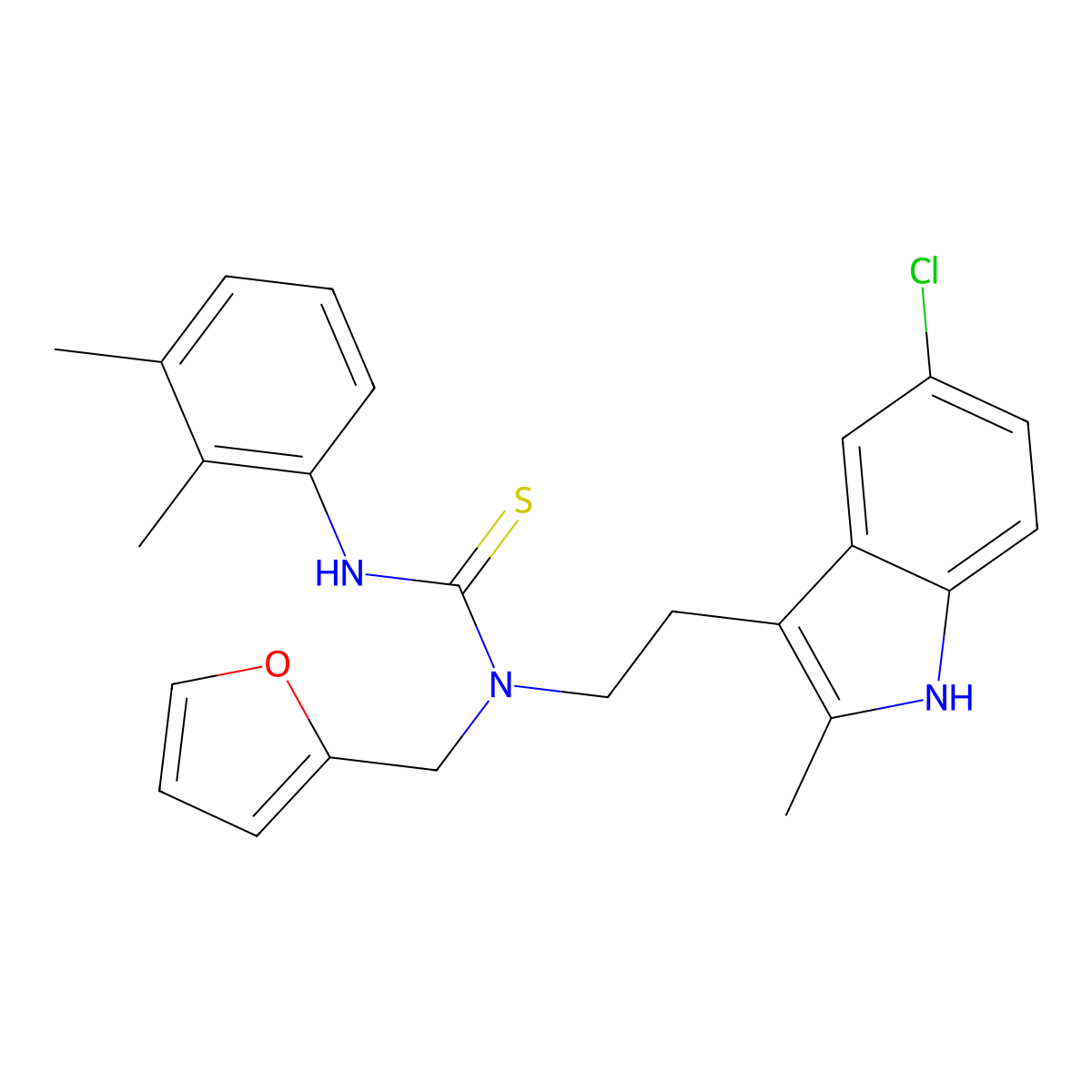 1-(2-(5-chloro-2-methyl-1H-indol-3-yl)ethyl)-3-(2,3-dimethylphenyl)-1-(furan-2-ylmethyl)thiourea molecular structure, CAS 851971-20-5