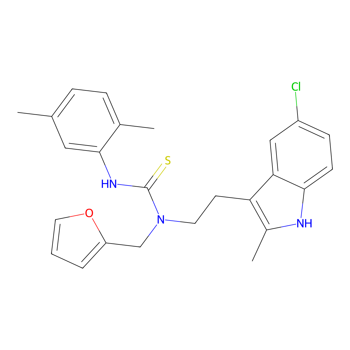 1-(2-(5-chloro-2-methyl-1H-indol-3-yl)ethyl)-3-(2,5-dimethylphenyl)-1-(furan-2-ylmethyl)thiourea molecular structure, CAS 851971-21-6