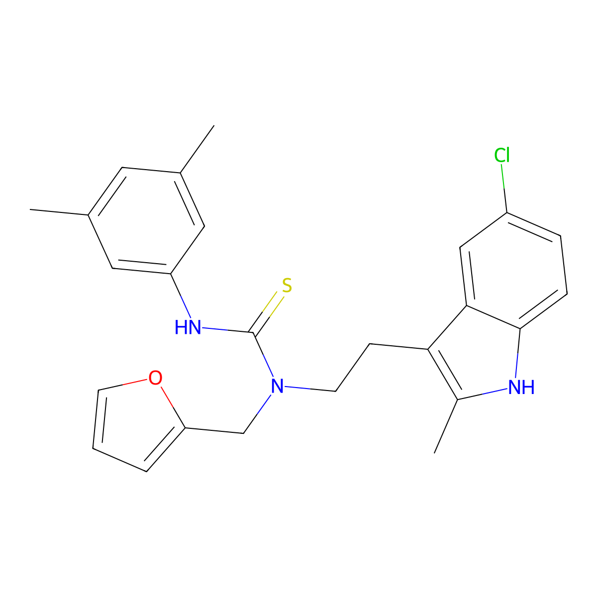 1-(2-(5-chloro-2-methyl-1H-indol-3-yl)ethyl)-3-(3,5-dimethylphenyl)-1-(furan-2-ylmethyl)thiourea molecular structure, CAS 851971-22-7
