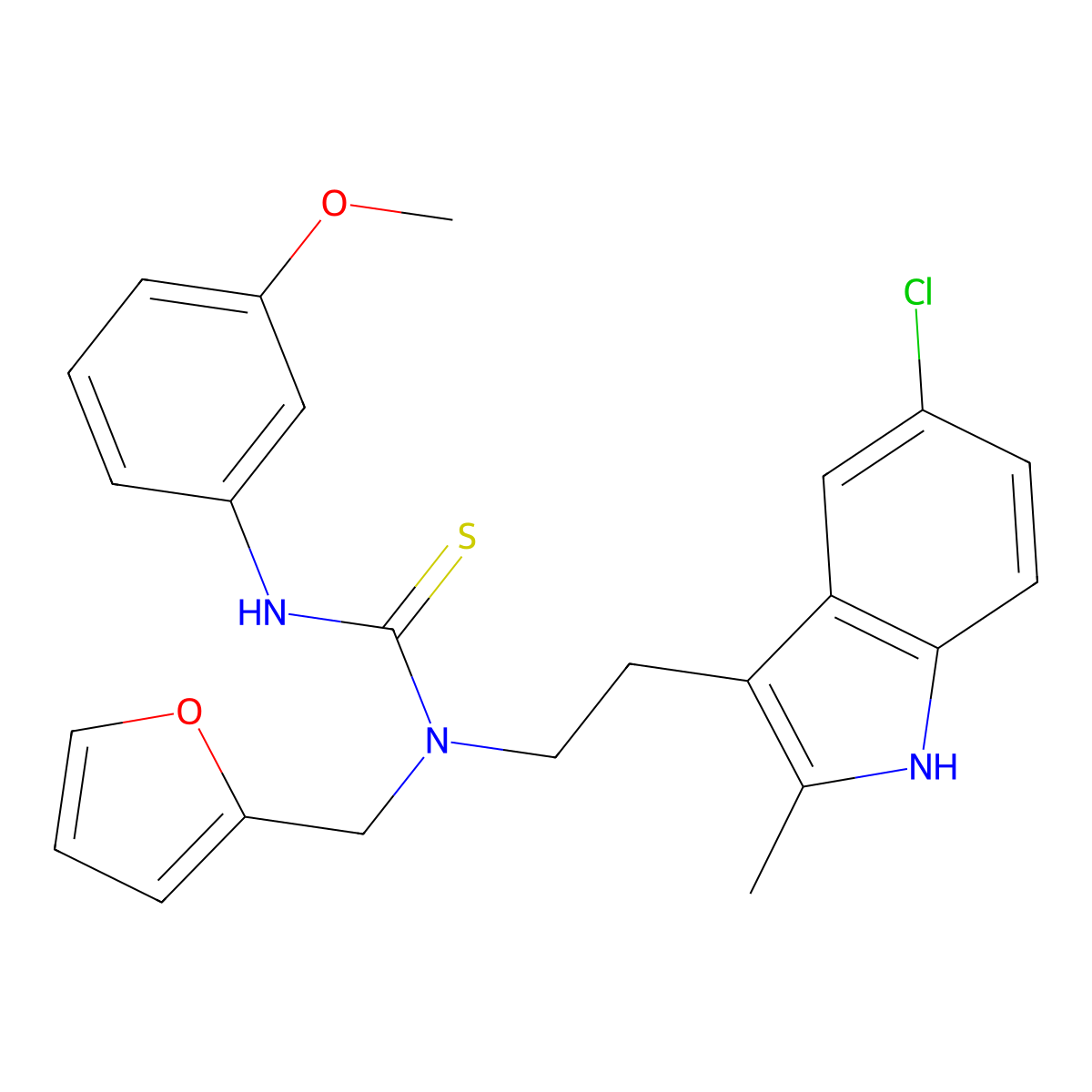 1-(2-(5-chloro-2-methyl-1H-indol-3-yl)ethyl)-1-(furan-2-ylmethyl)-3-(3-methoxyphenyl)thiourea molecular structure, CAS 851971-24-9