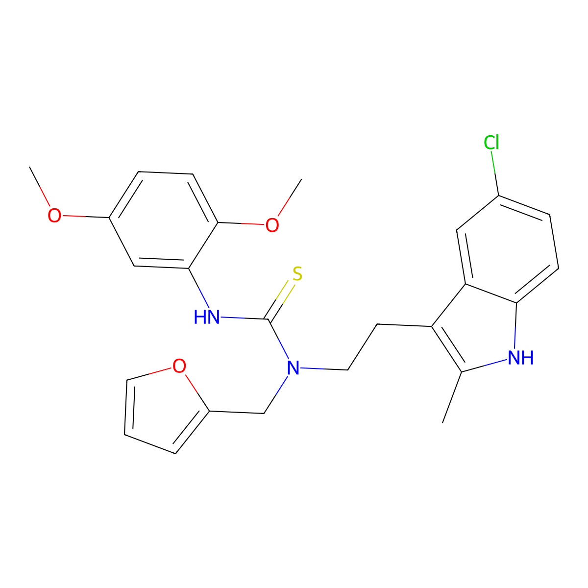 1-(2-(5-chloro-2-methyl-1H-indol-3-yl)ethyl)-3-(2,5-dimethoxyphenyl)-1-(furan-2-ylmethyl)thiourea molecular structure, CAS 851971-26-1